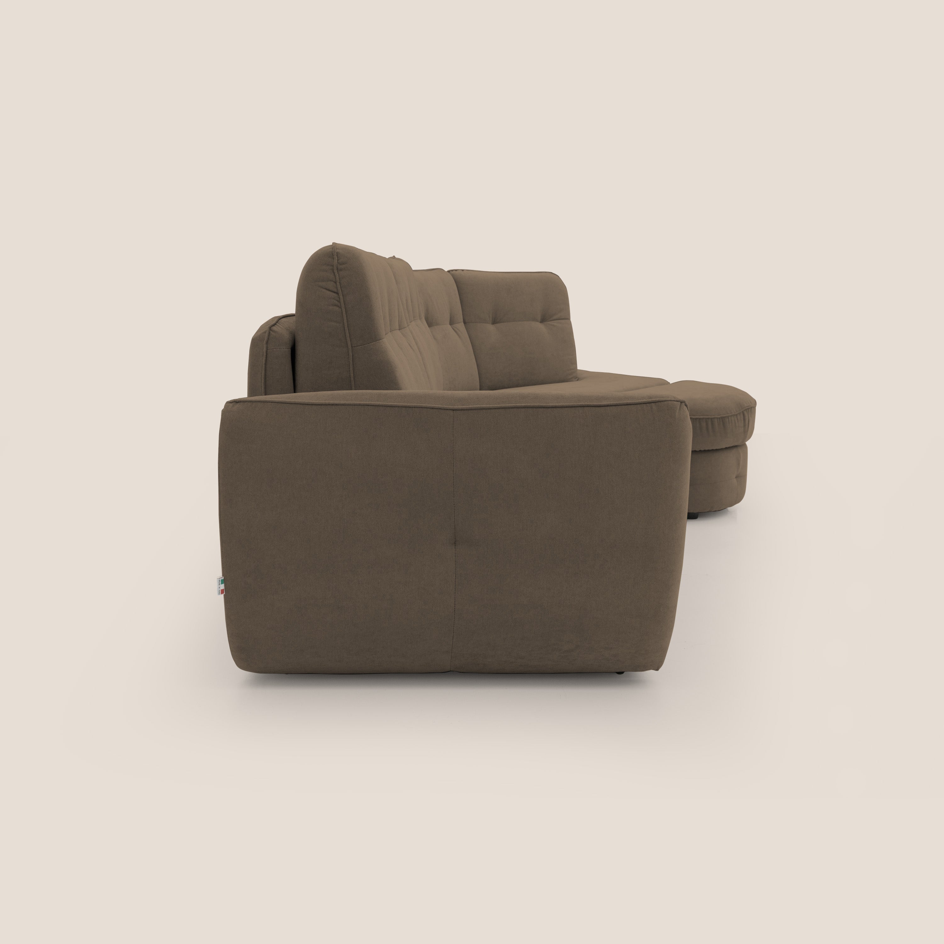 Zeus divano letto angolare con materasso H18 cm pouf mobile in tessuto impermeabile T02 - divani.store
