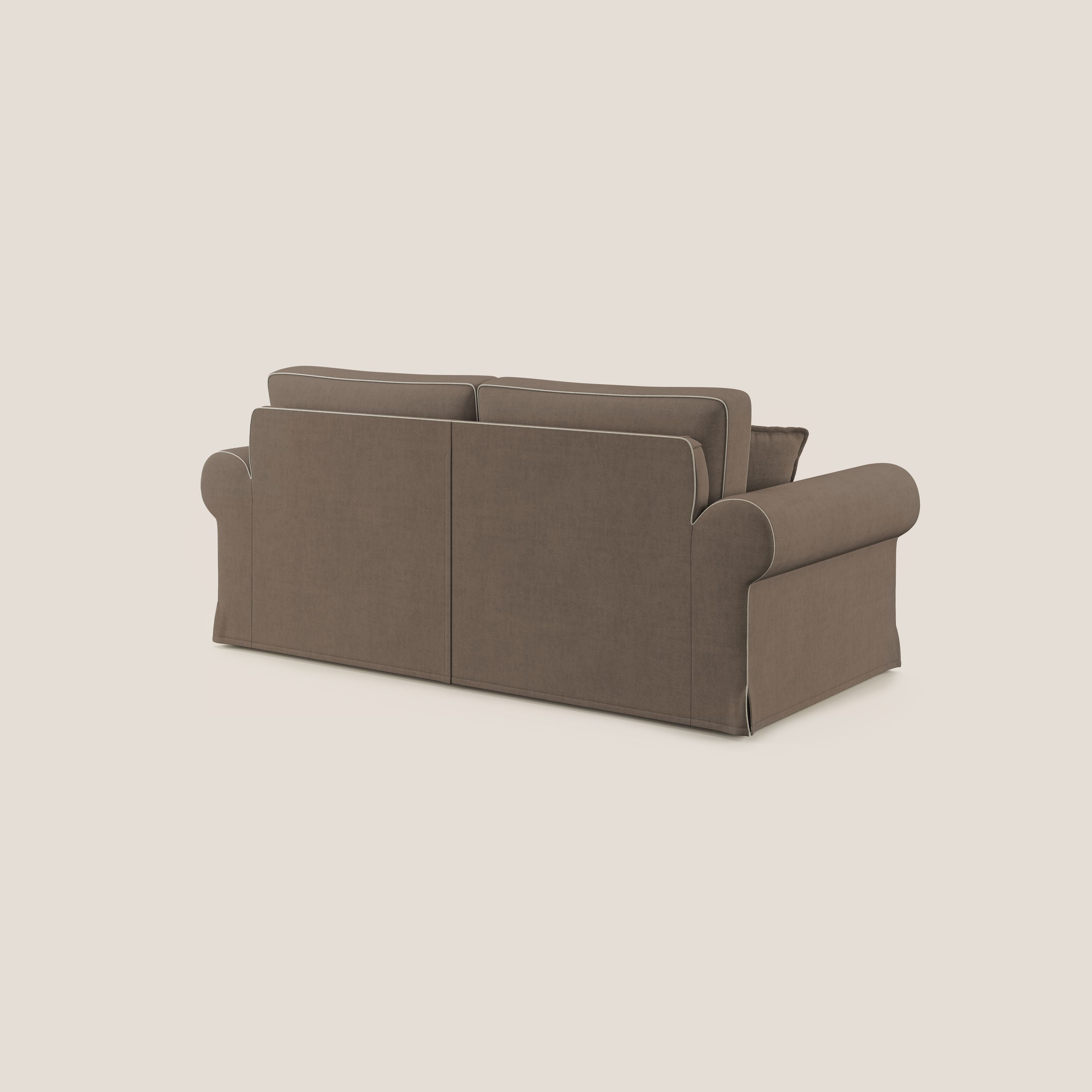 Lady divano classico bicolore in piuma d'oca realizzato con tessuto impermeabile T02 marrone - panna - divani.store