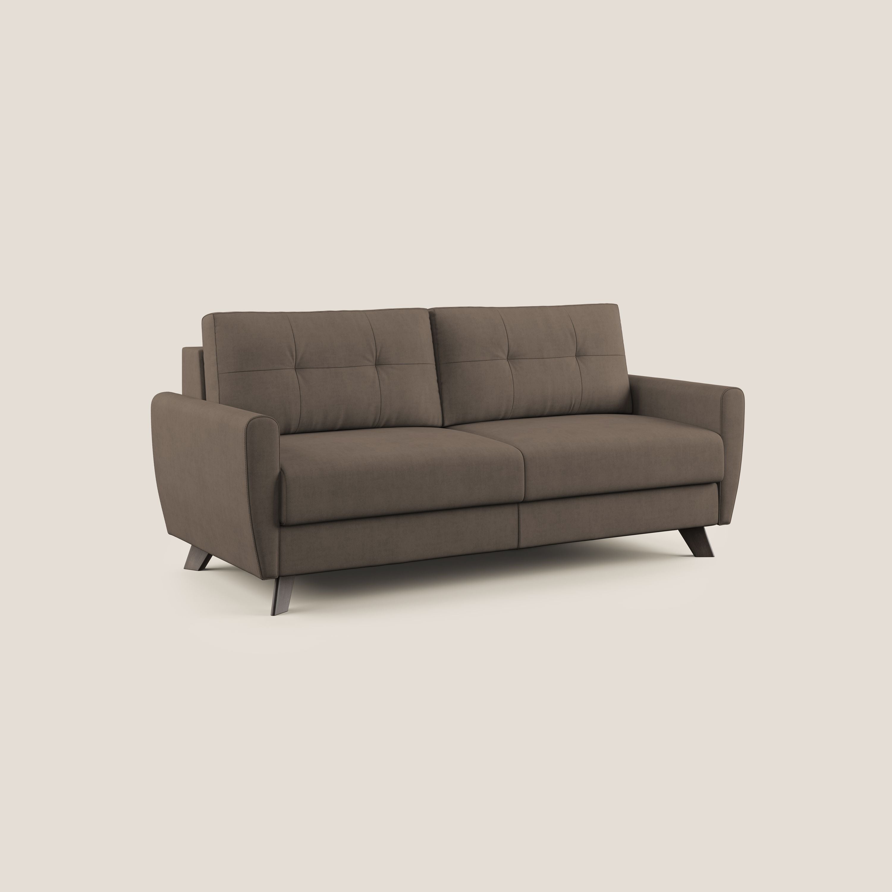 Callisto Divano letto matrimoniale in tessuto morbido impermeabile T02 marrone - divani.store