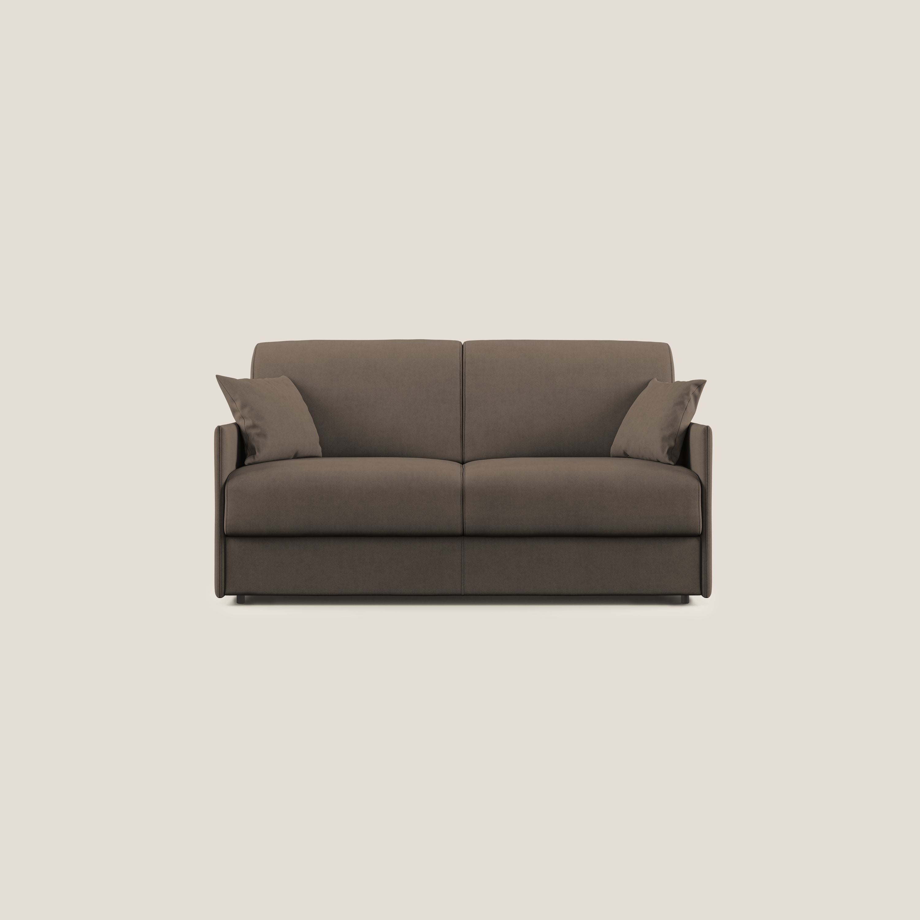 Evans Divano letto in morbido tessuto impermeabile T02 marrone - divani.store
