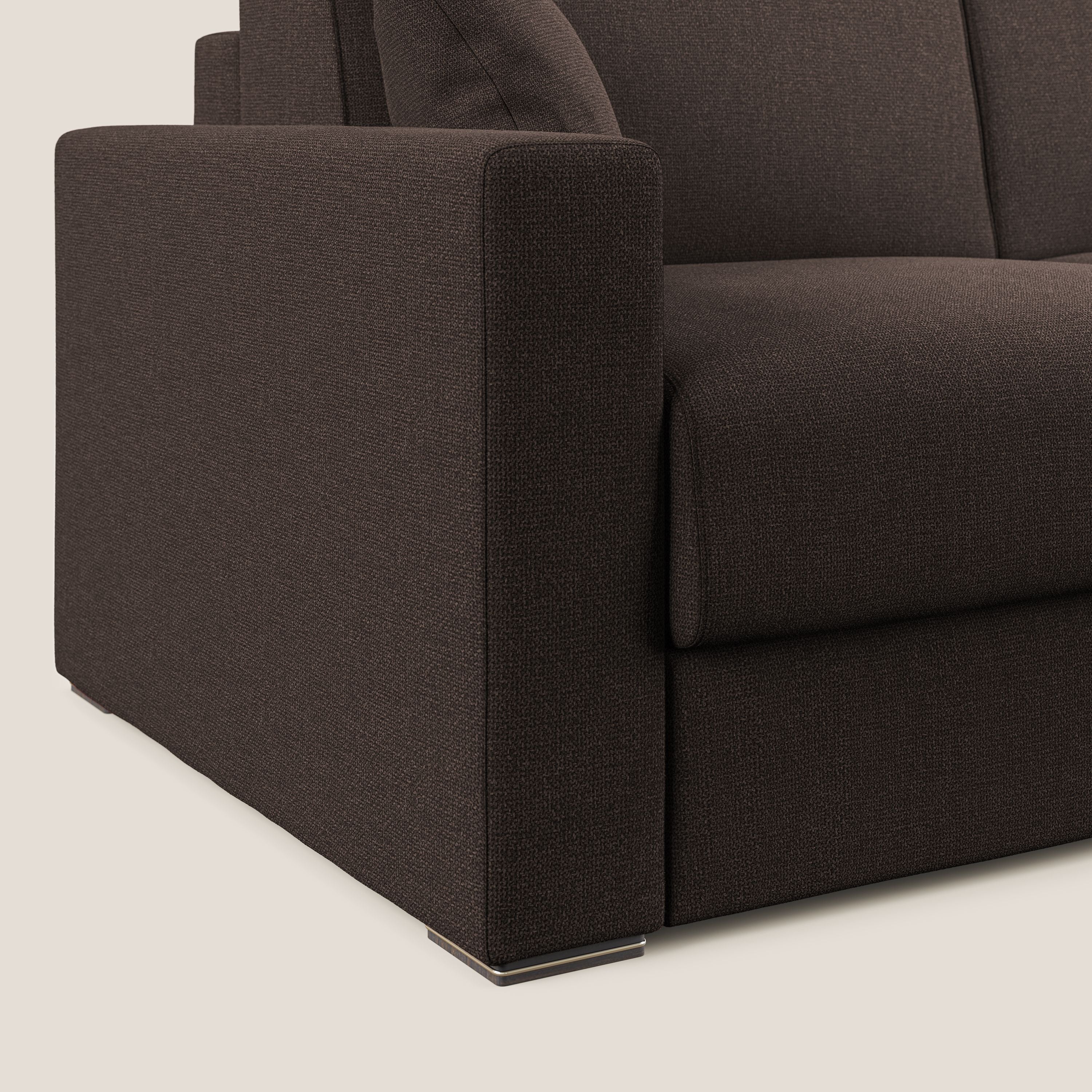 Best Divano letto angolare con penisola in tessuto smacchiabile QuickClean T08 marrone - divani.store