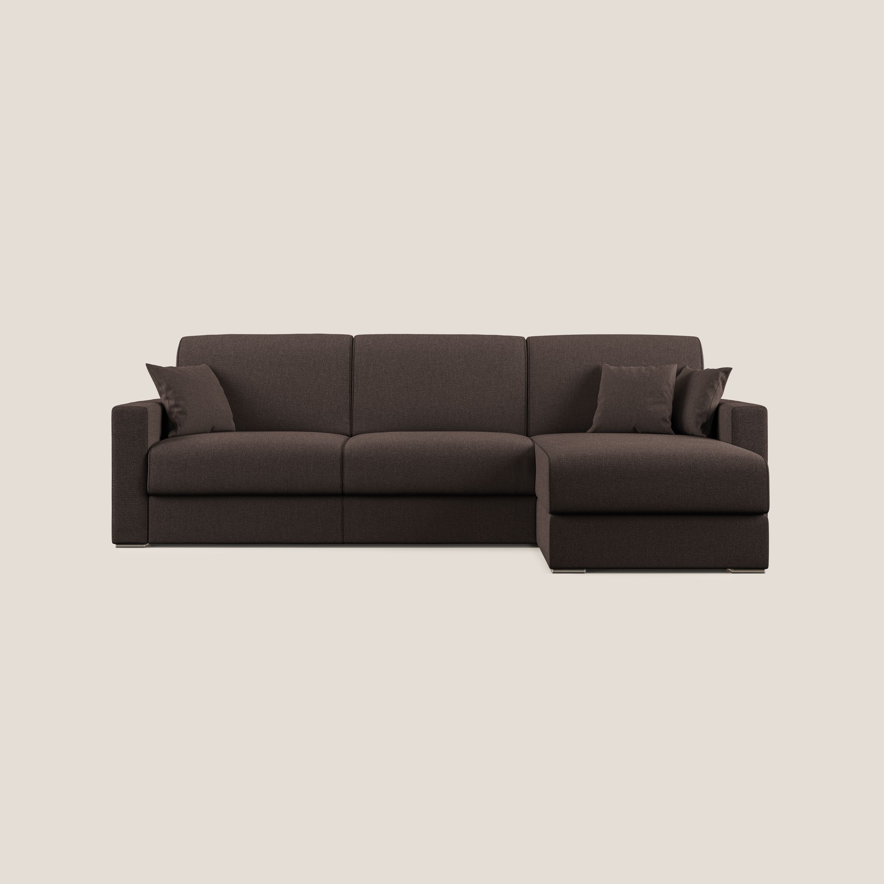 Best Divano letto angolare con penisola in tessuto smacchiabile QuickClean T08 marrone - divani.store