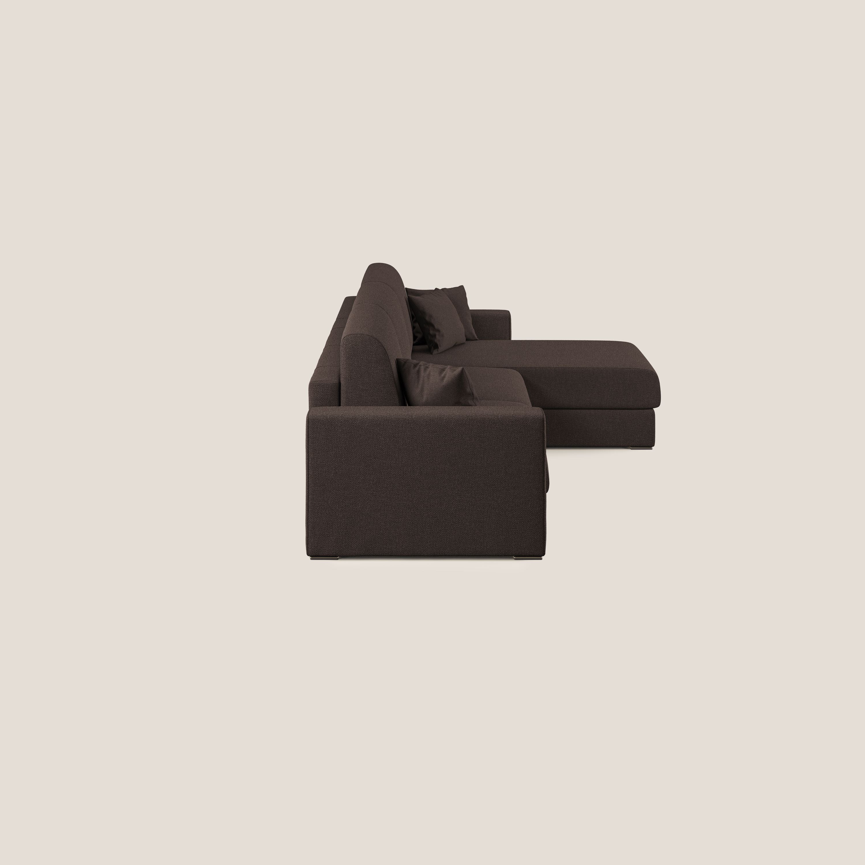 Best Divano letto angolare con penisola in tessuto smacchiabile QuickClean T08 marrone - divani.store
