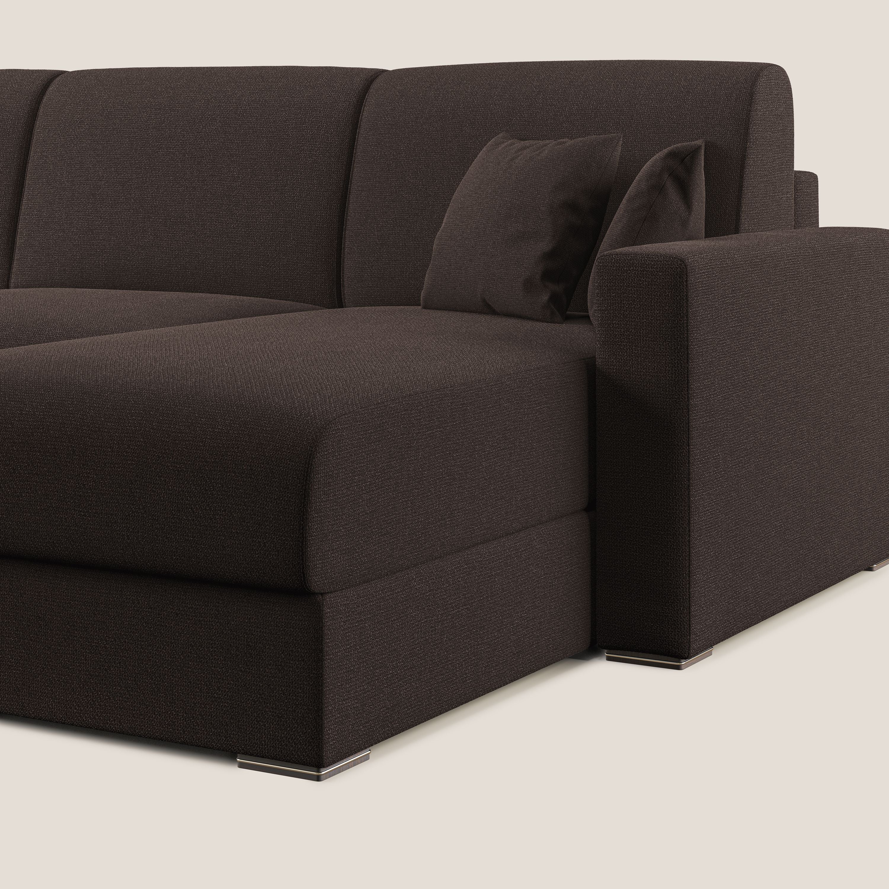 Best Divano letto angolare con penisola in tessuto smacchiabile QuickClean T08 marrone - divani.store