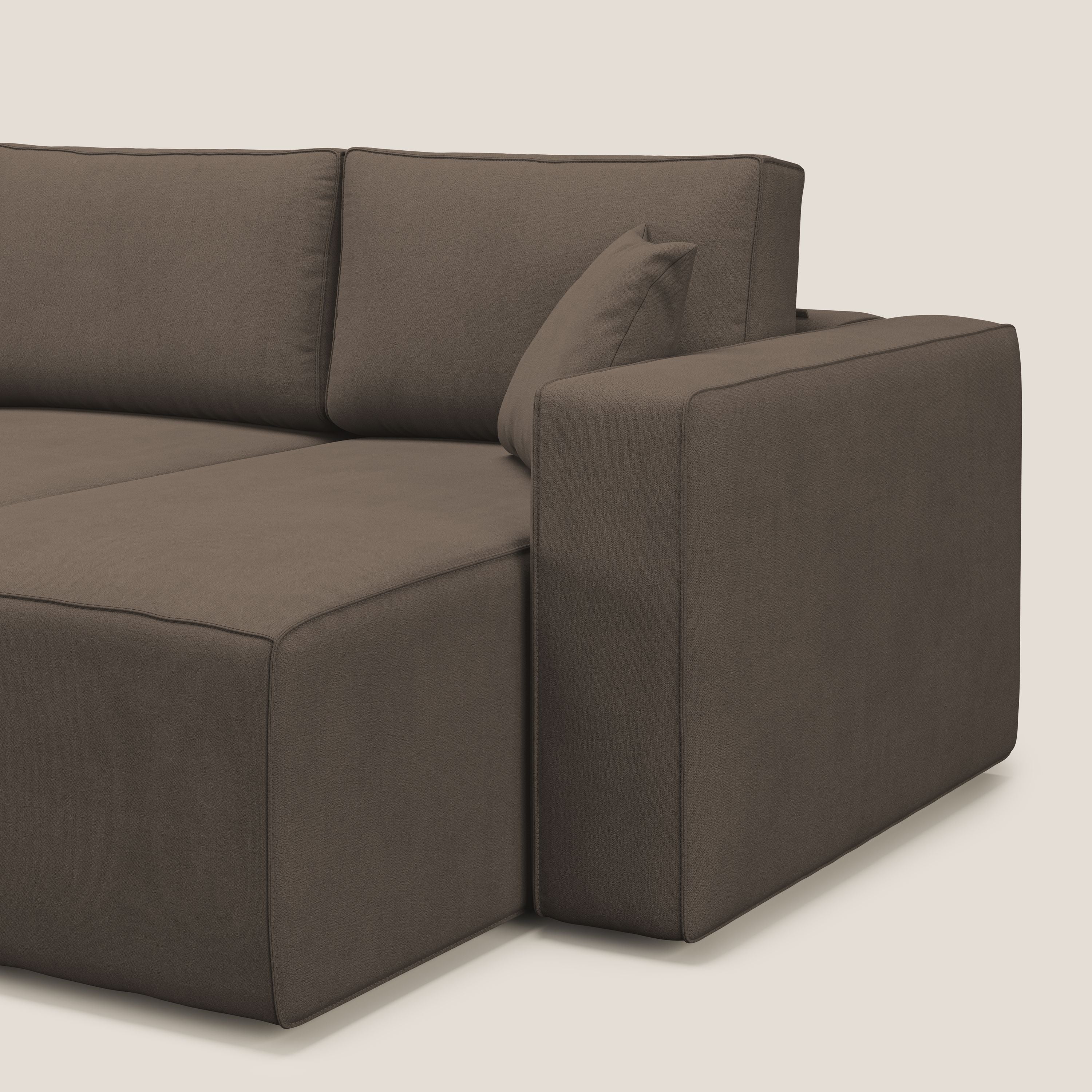 Morfeo divano con 3 sedute estraibili in morbido tessuto impermeabile T02 marrone - divani.store