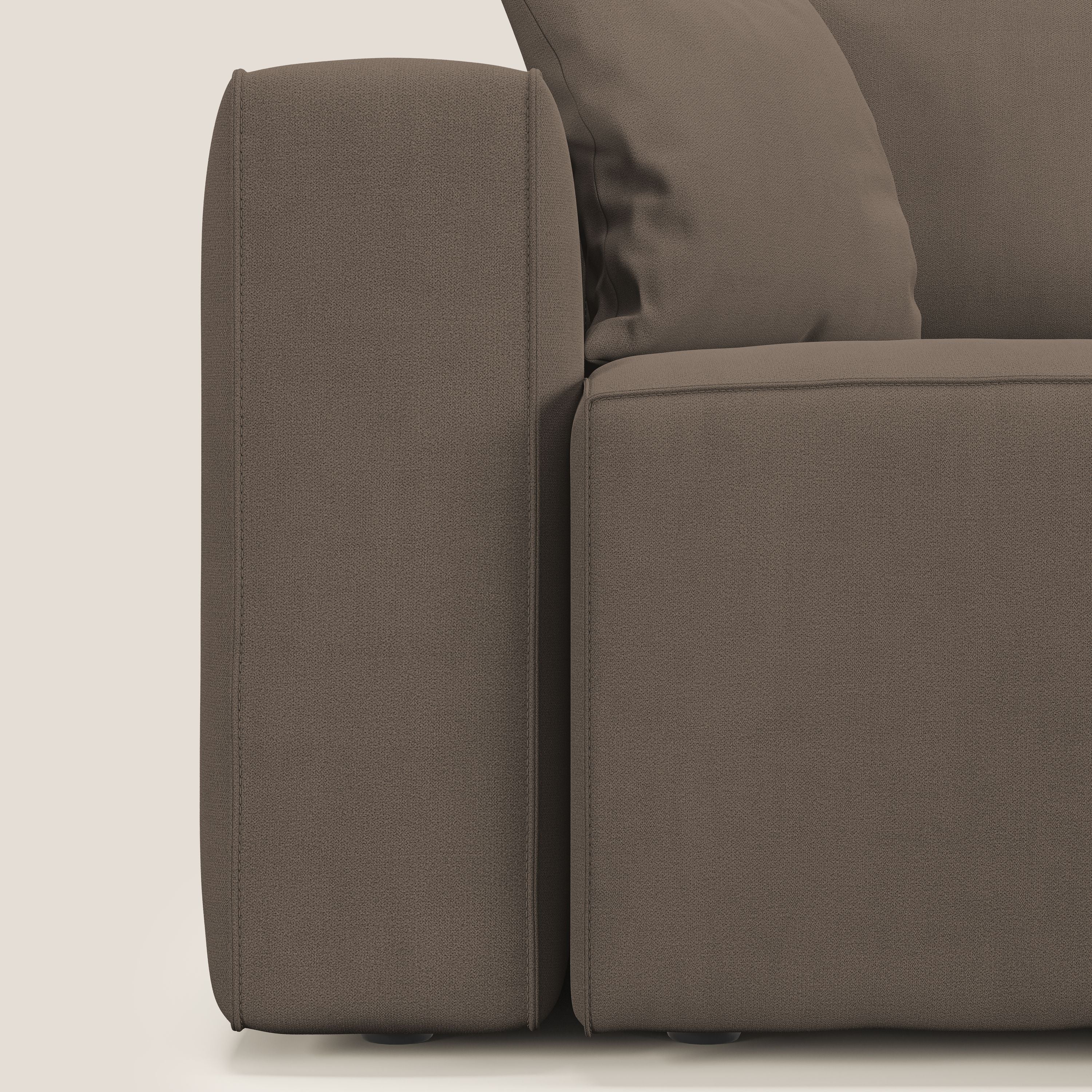 Morfeo divano con 3 sedute estraibili in morbido tessuto impermeabile T02 marrone - divani.store