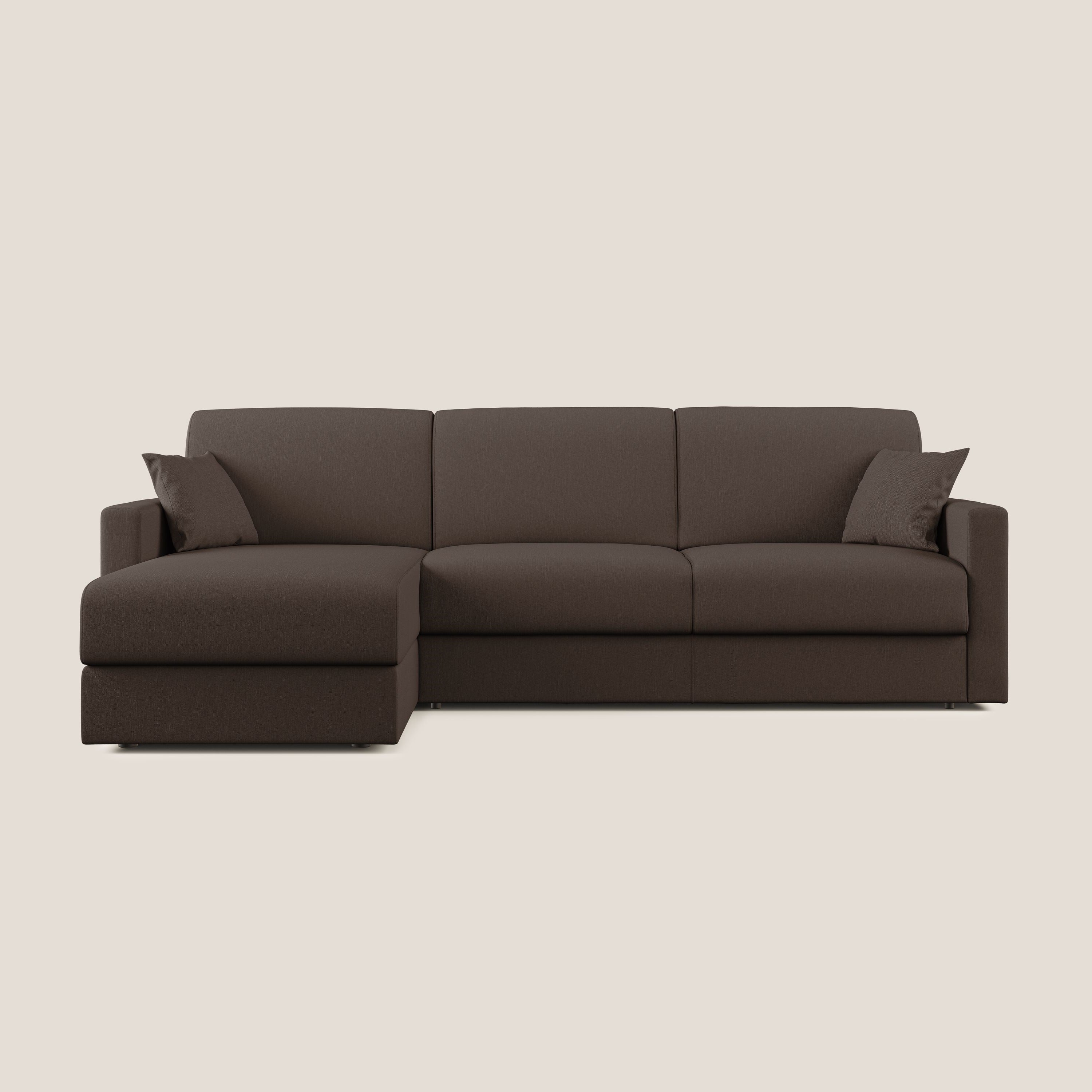 Chris Divano letto angolare 5 posti in tessuto impermeabile T13 marrone - divani.store