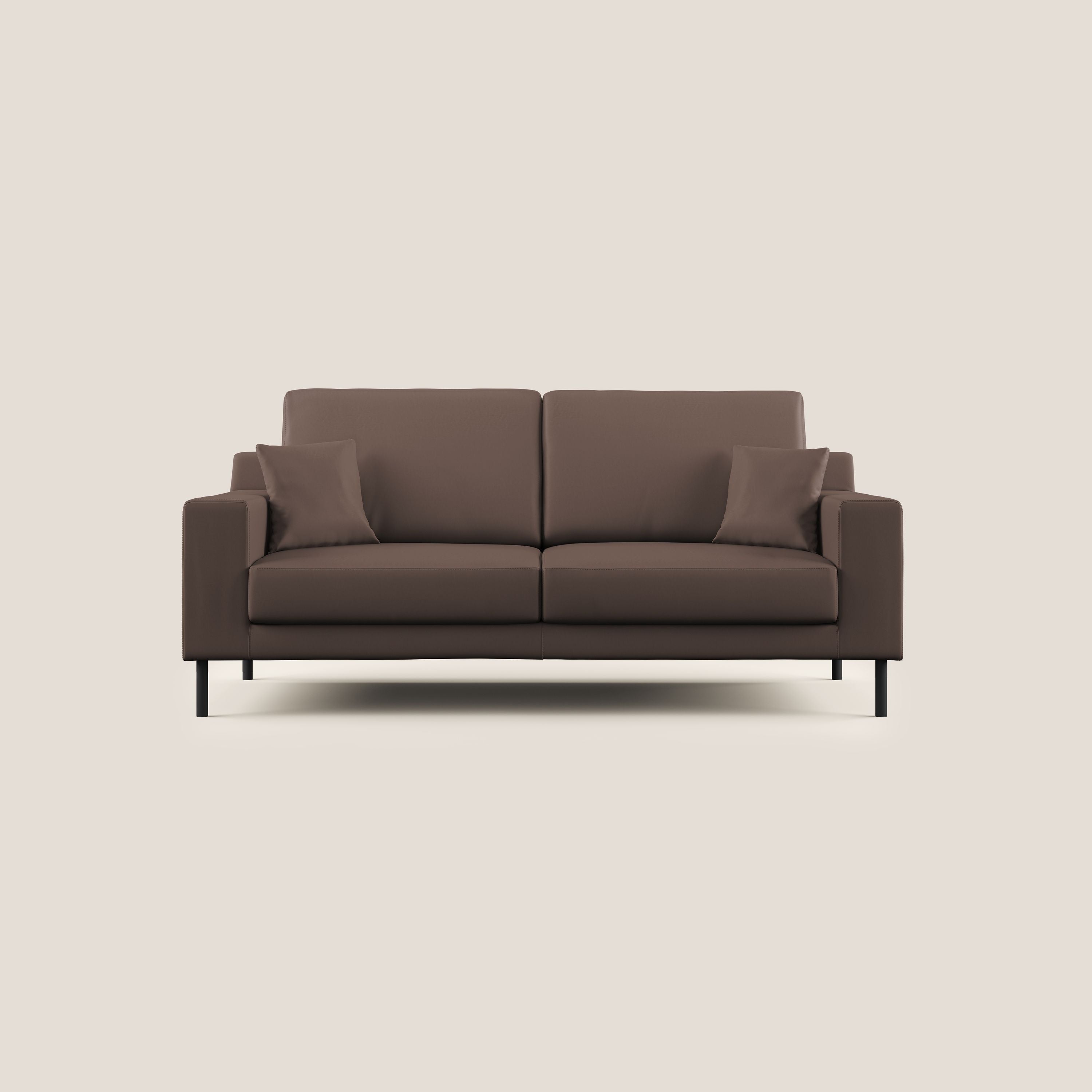 Uranio divano moderno lineare in Ecopelle impermeabile T04 marrone - divani.store