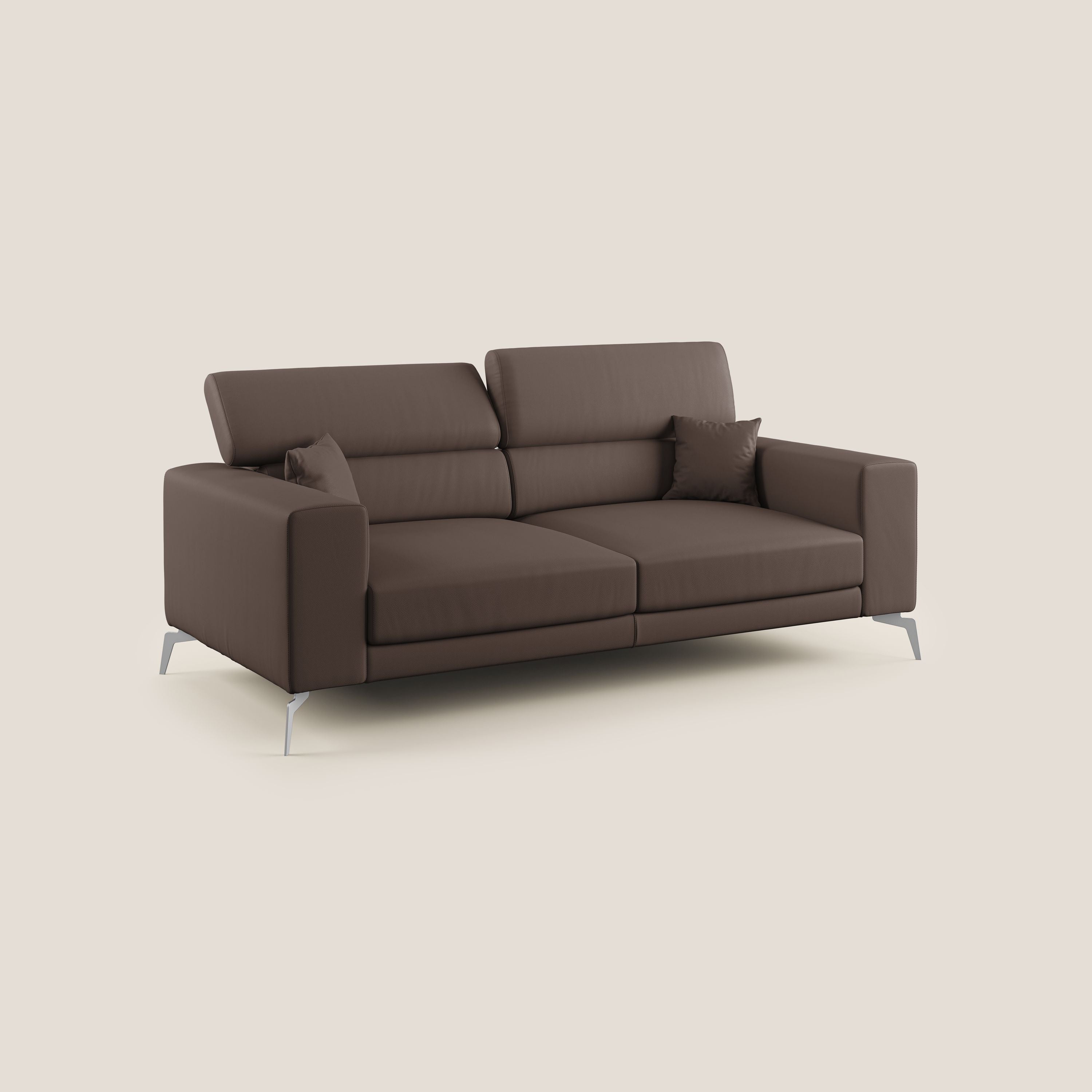 Blade Divano moderno con poggiatesta reclinabili in Ecopelle T04 marrone - divani.store