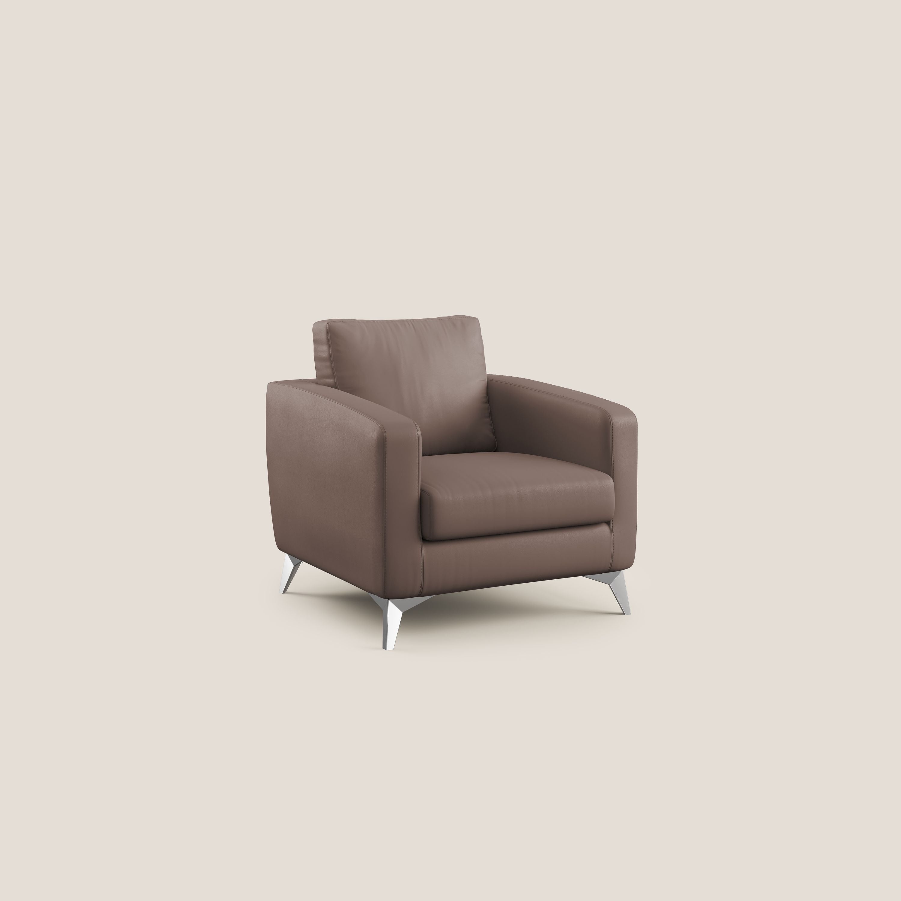 Orione Poltroncina in ecopelle moderna e impermeabile T04 marrone - divani.store