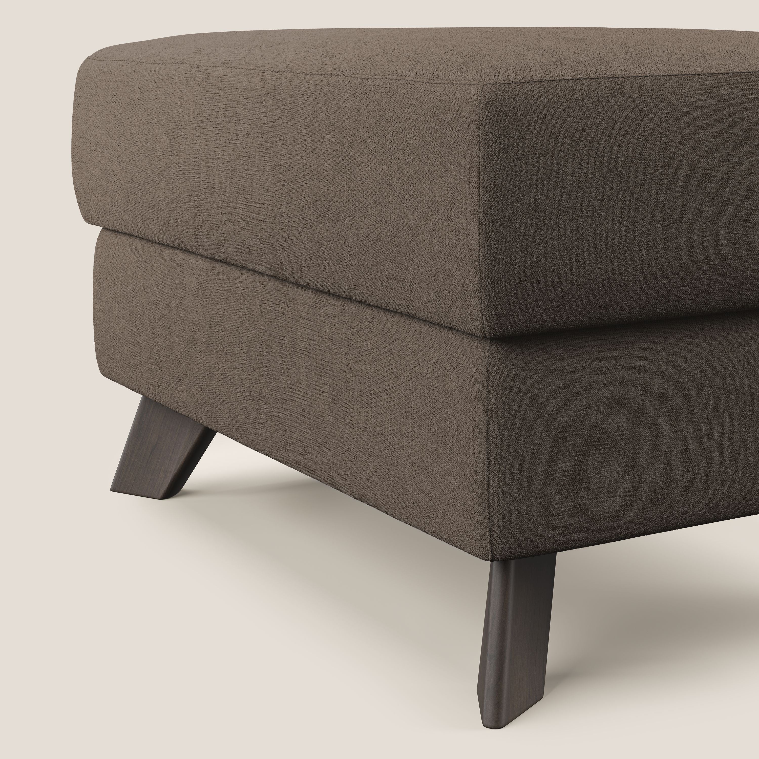 Moon Pouf contenitore e piedini alti in tessuto morbido impermeabile T02 marrone - divani.store