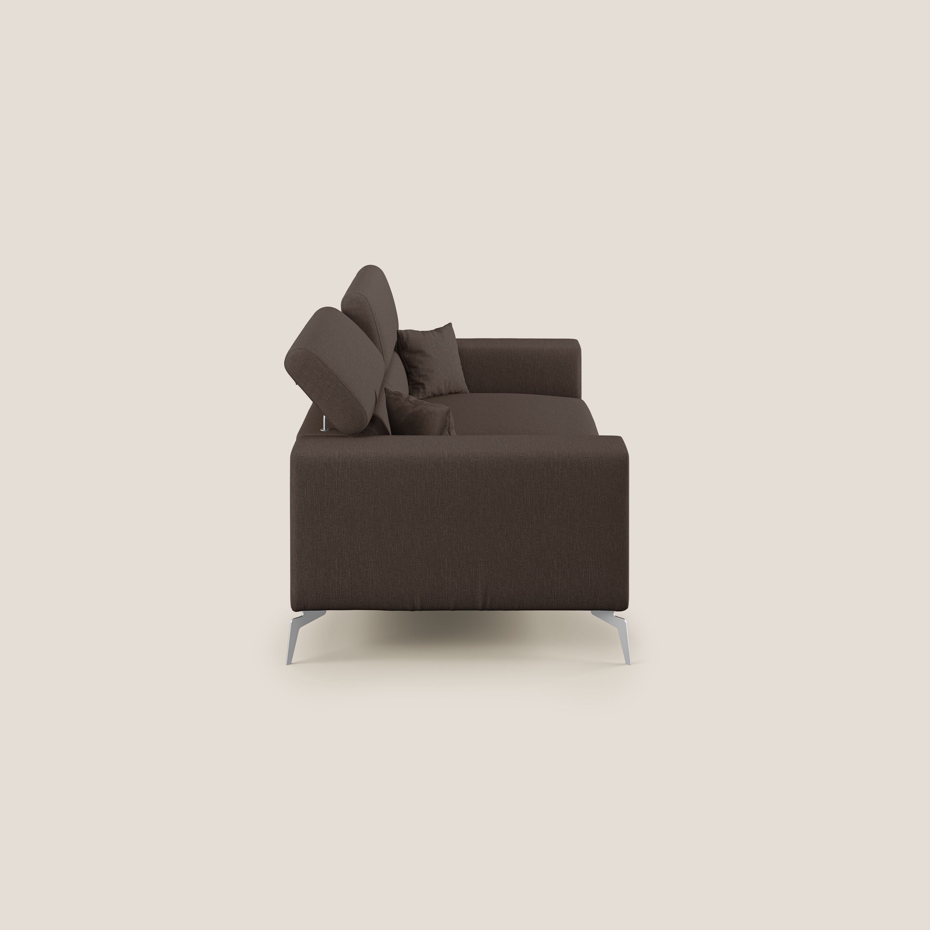 Blade Divano con poggiatesta reclinabili in tessuto impermeabile misto cotone T13 marrone - divani.store