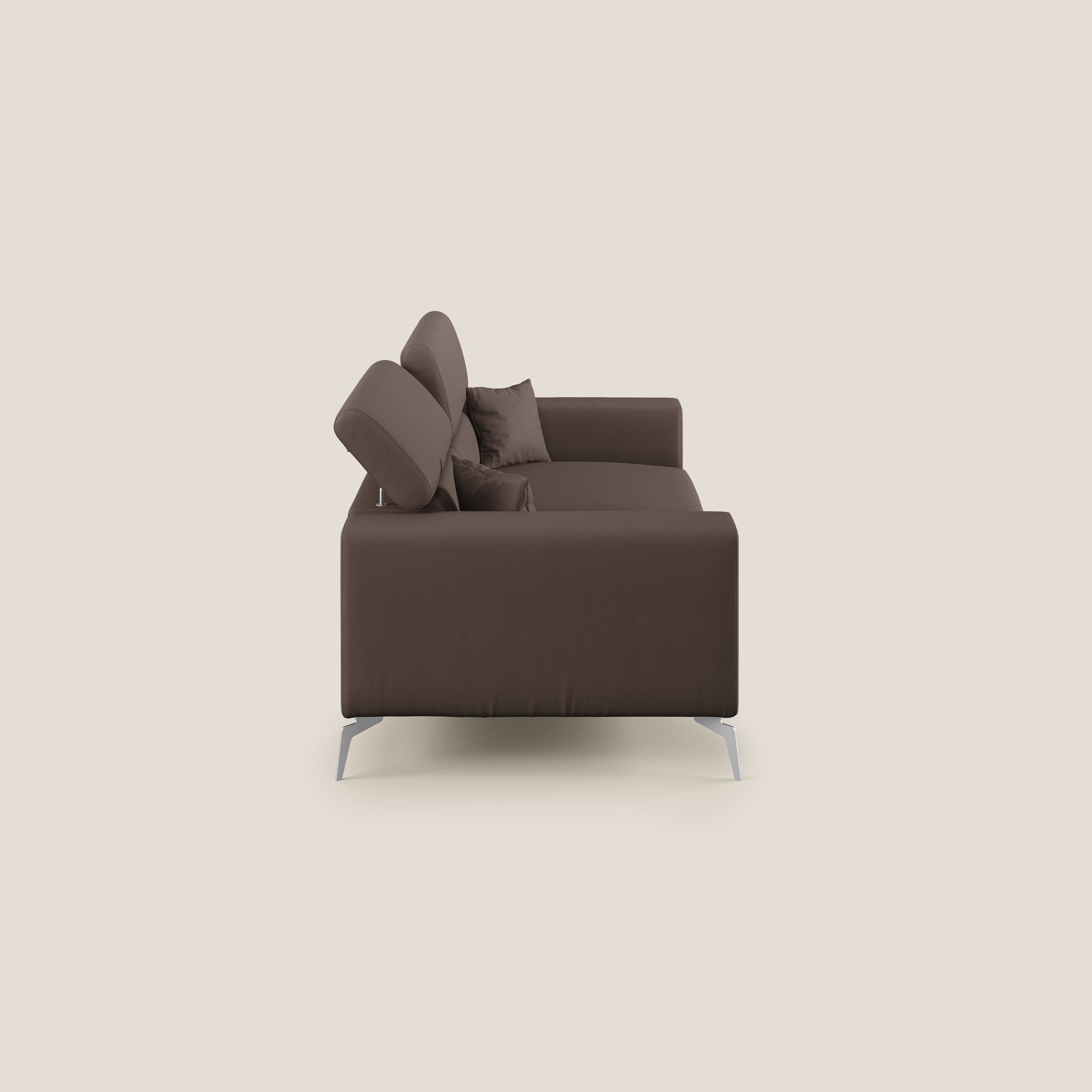 Blade Divano moderno con poggiatesta reclinabili in Ecopelle T04 marrone - divani.store