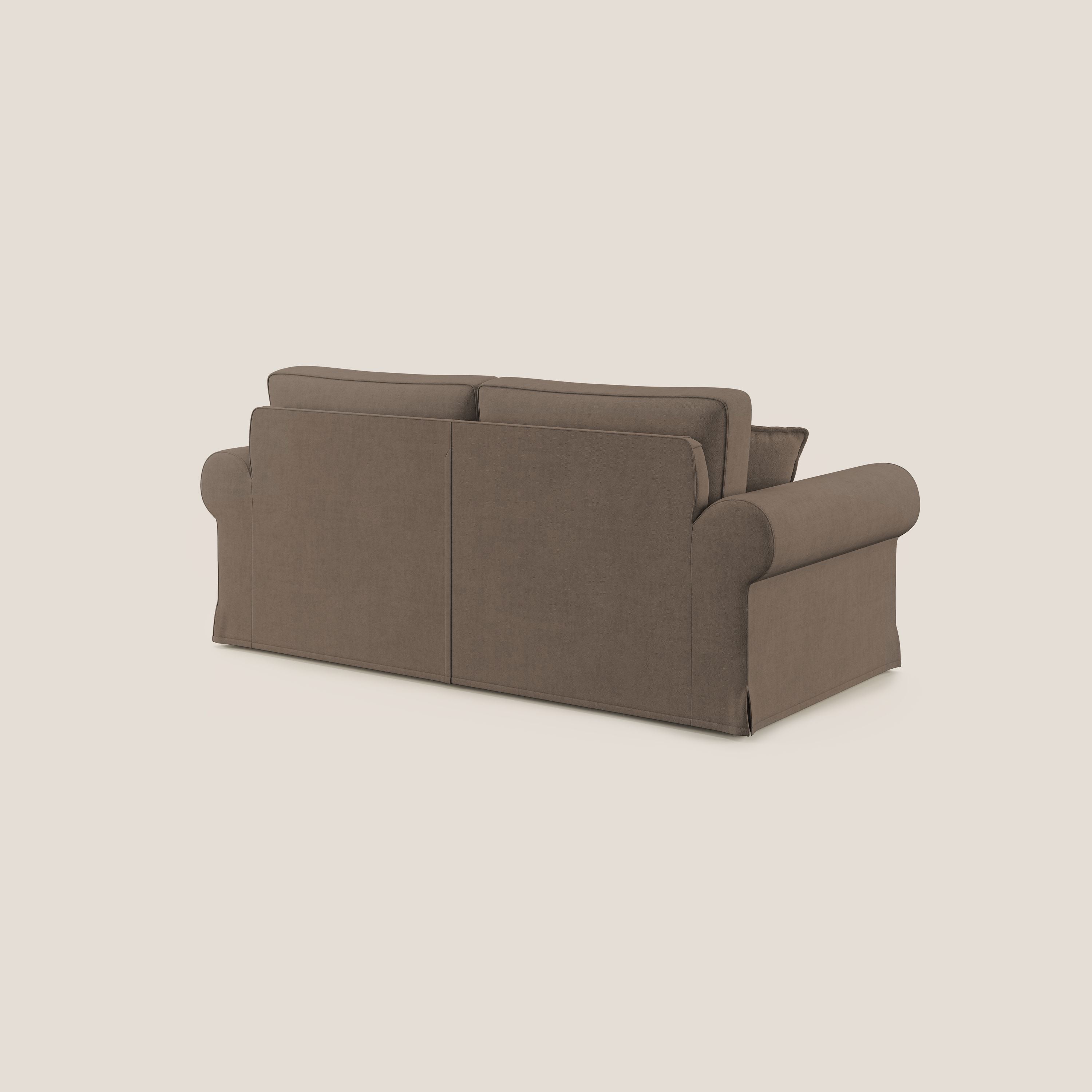 Lady divano classico in piuma d'oca realizzato con tessuto impermeabile T02 marrone - divani.store