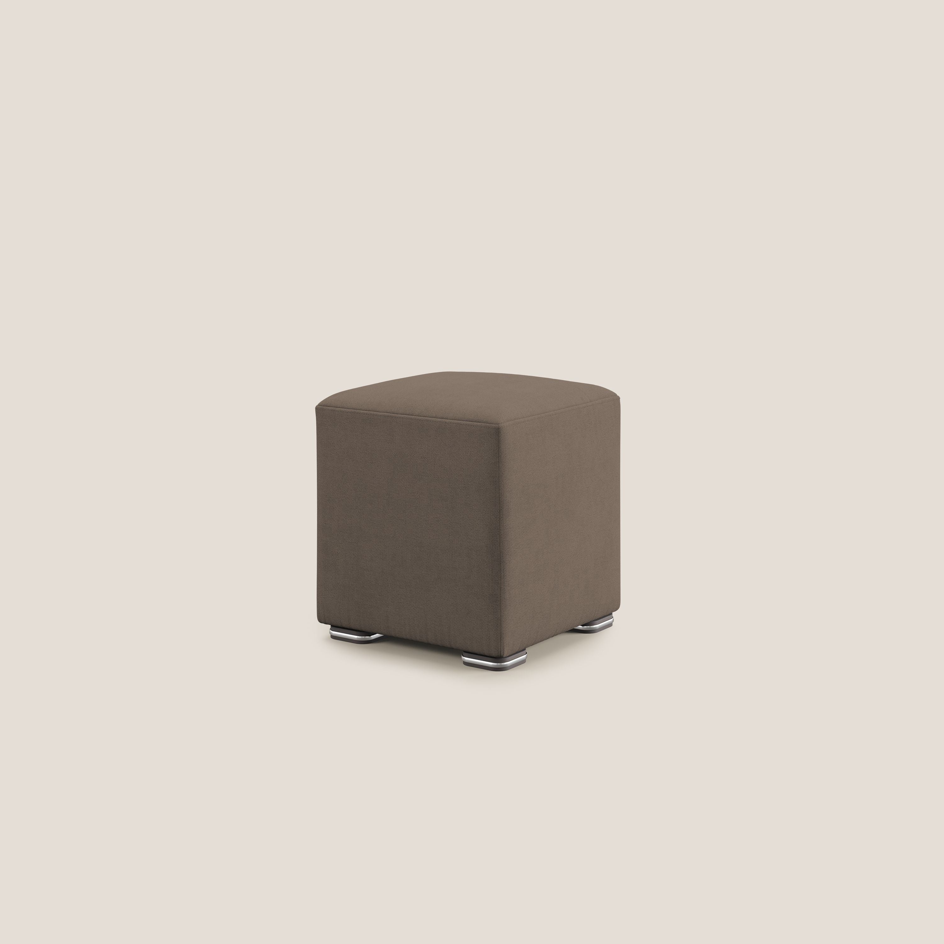 Cube pouf in tessuto morbido impermeabile T02 marrone - divani.store