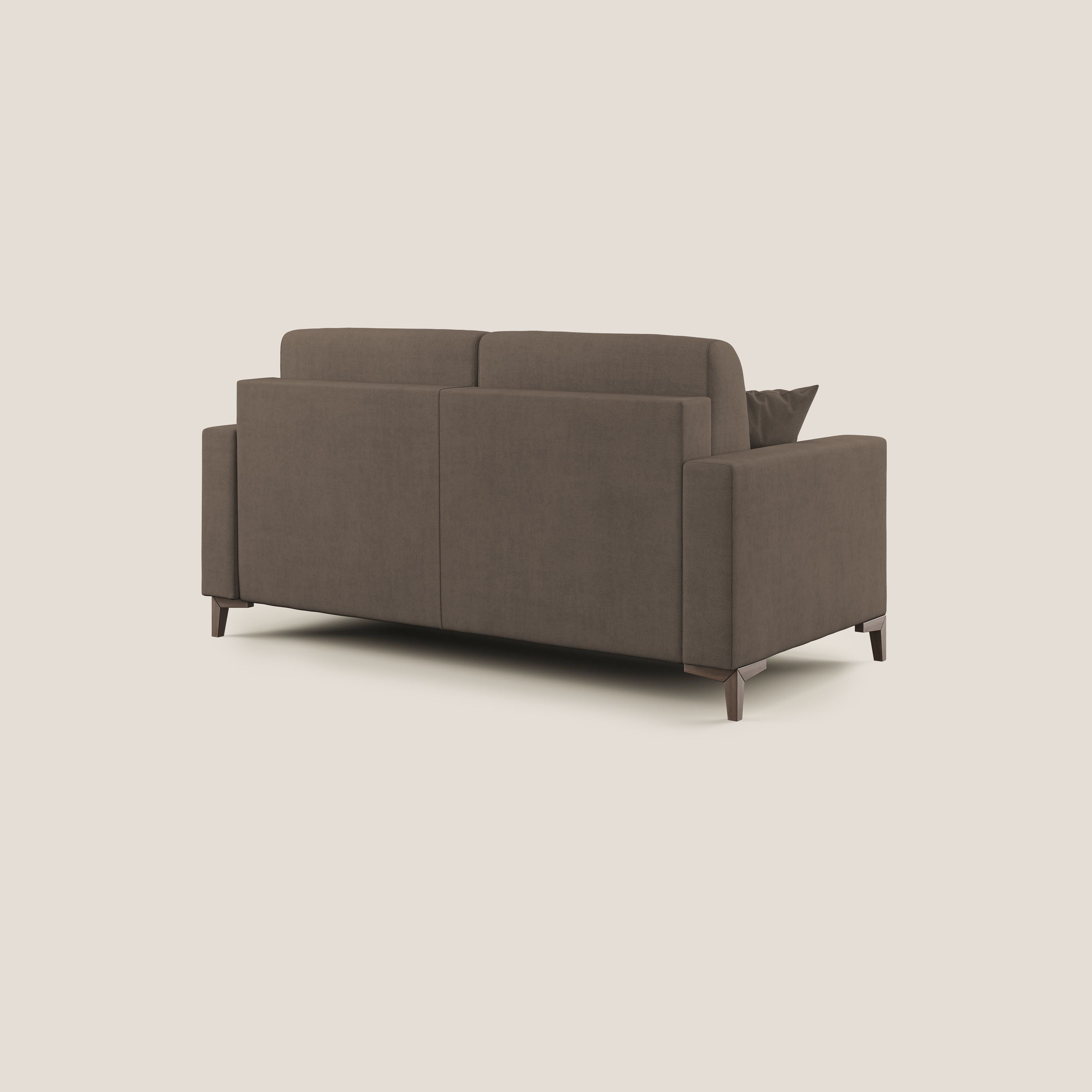 Kafka divano letto matrimoniale in morbido tessuto impermeabile T02 marrone - divani.store