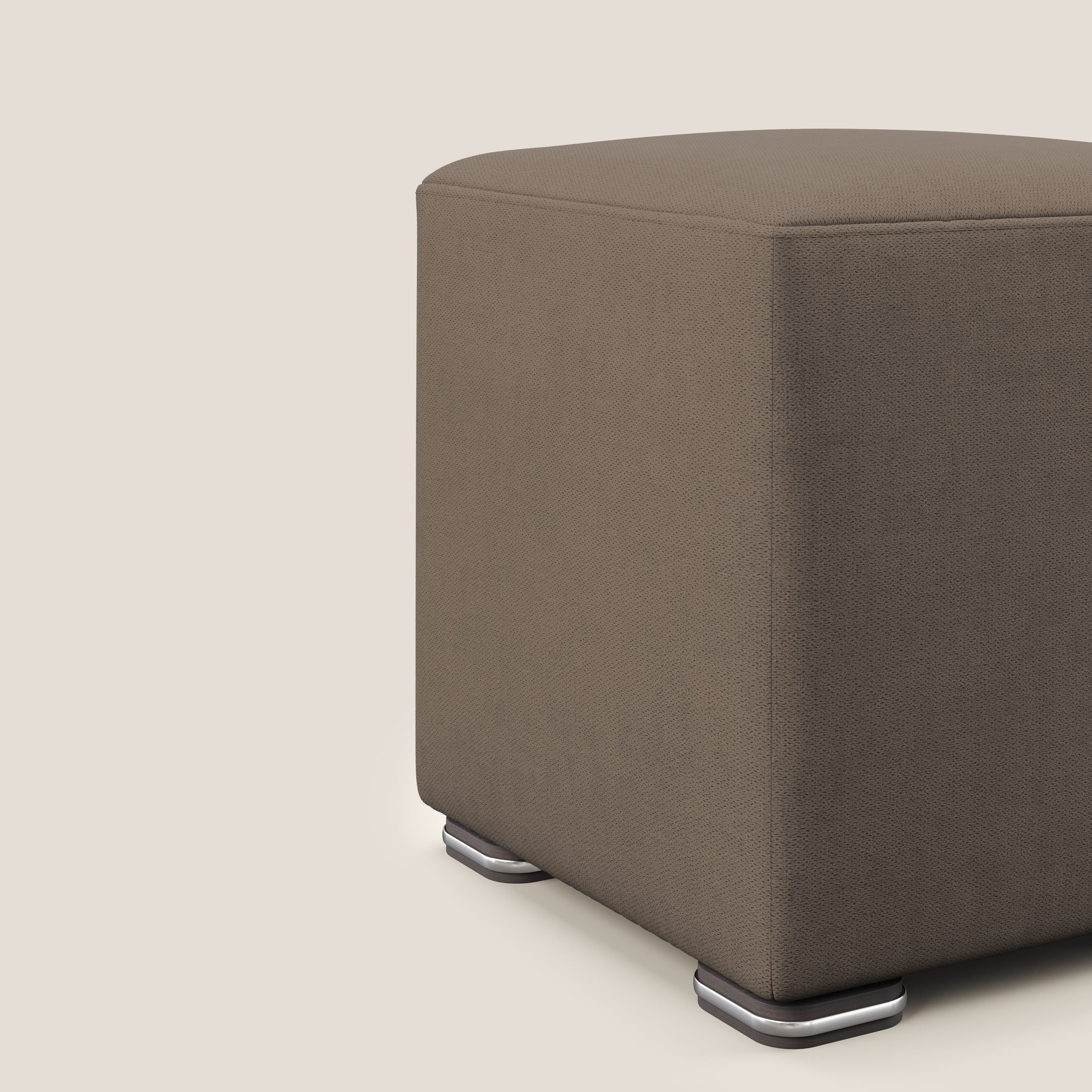 Cube pouf in tessuto morbido impermeabile T02 marrone - divani.store