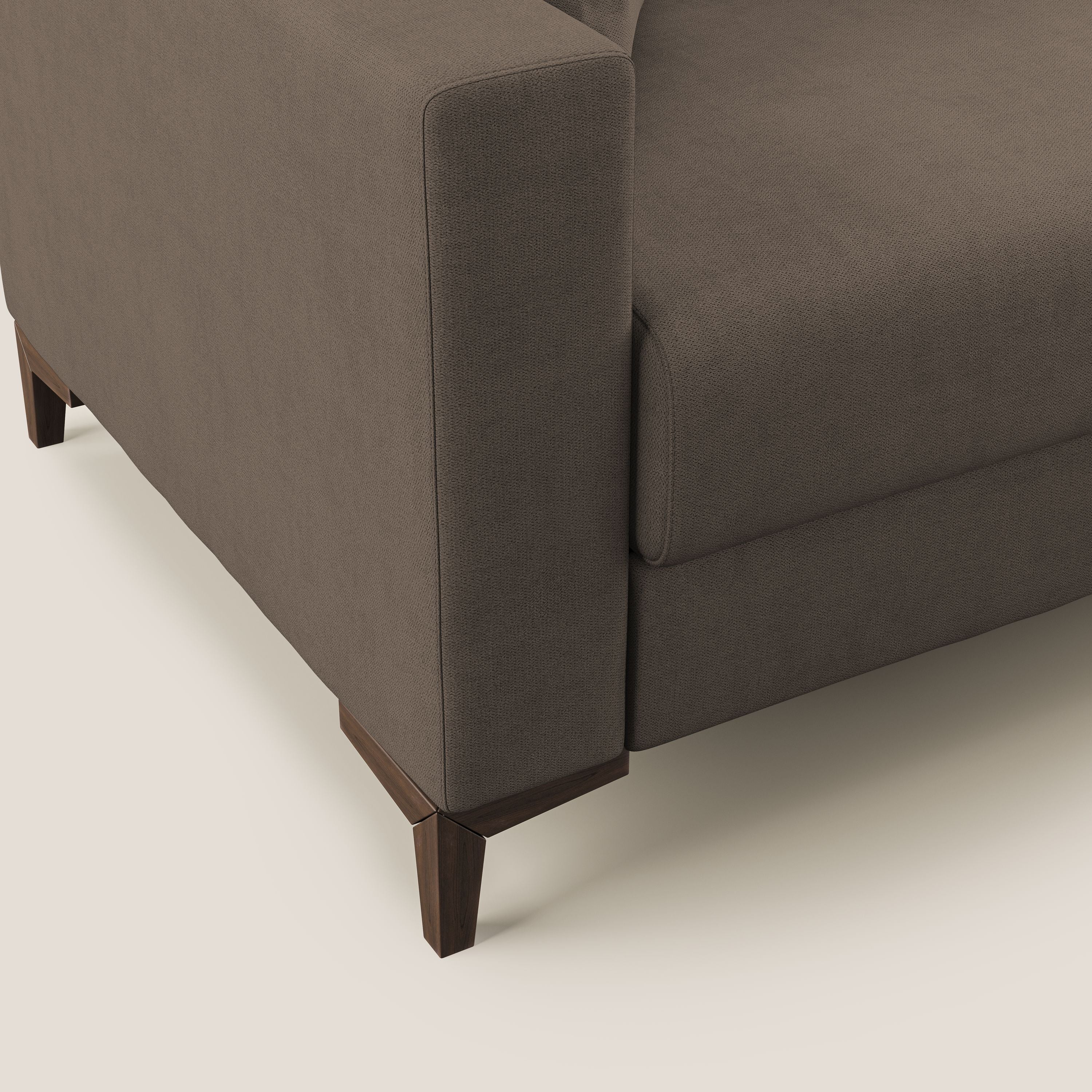 Kafka divano letto matrimoniale in morbido tessuto impermeabile T02 marrone - divani.store