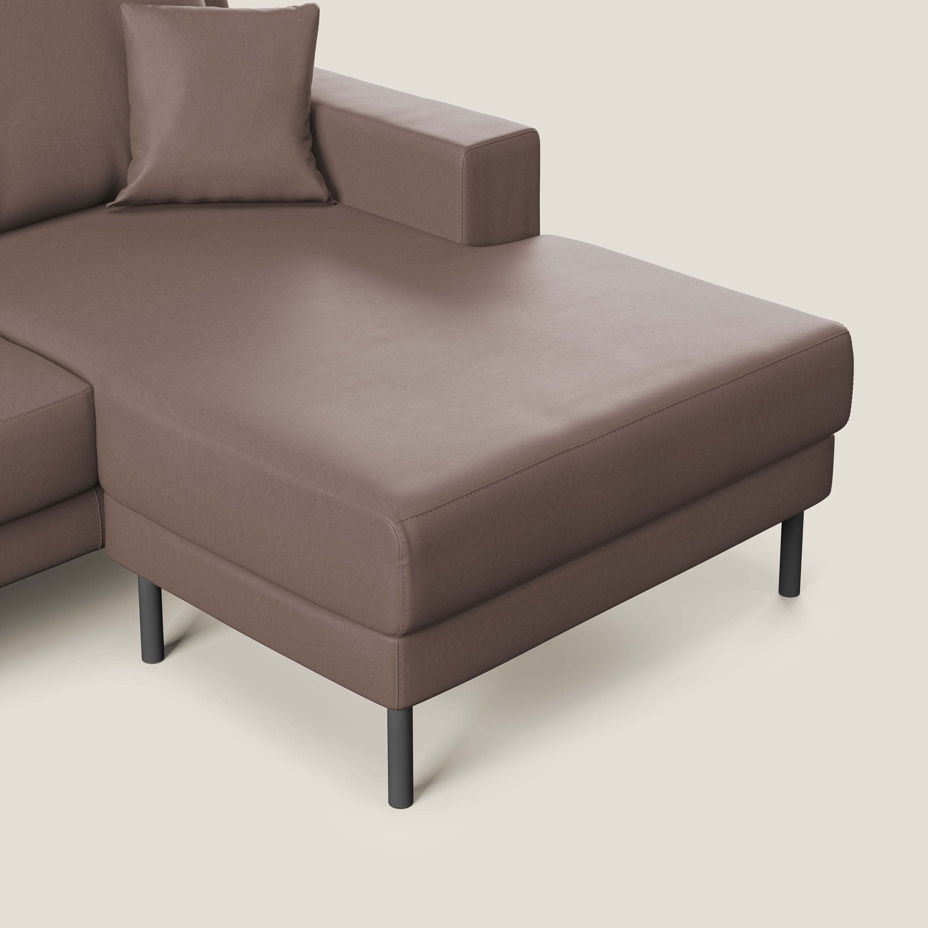 Uranio divano angolare moderno REVERSIBILE in Ecopelle impermeabile T04 marrone - divani.store