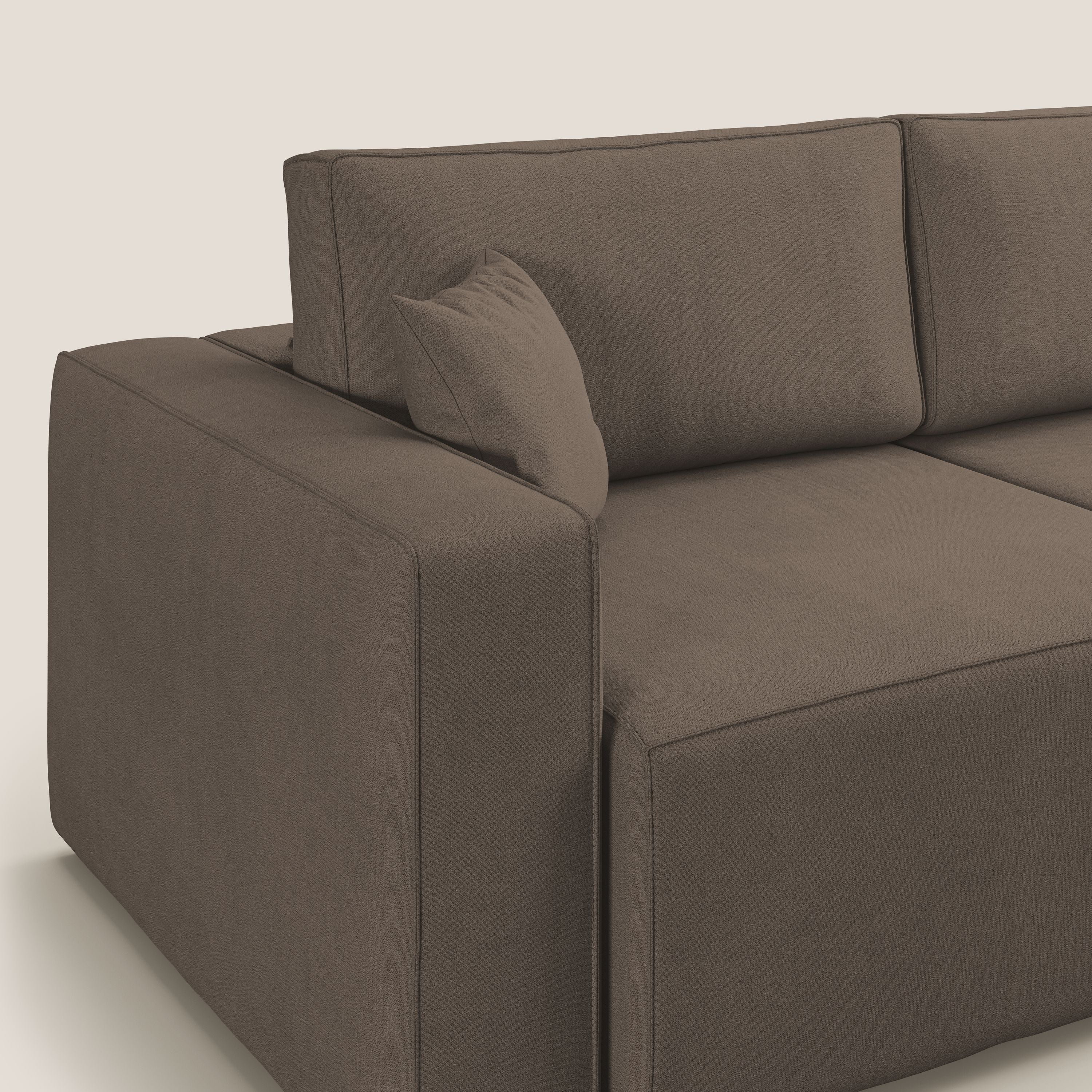 Morfeo divano con sedute estraibili in morbido tessuto impermeabile T02 marrone - divani.store