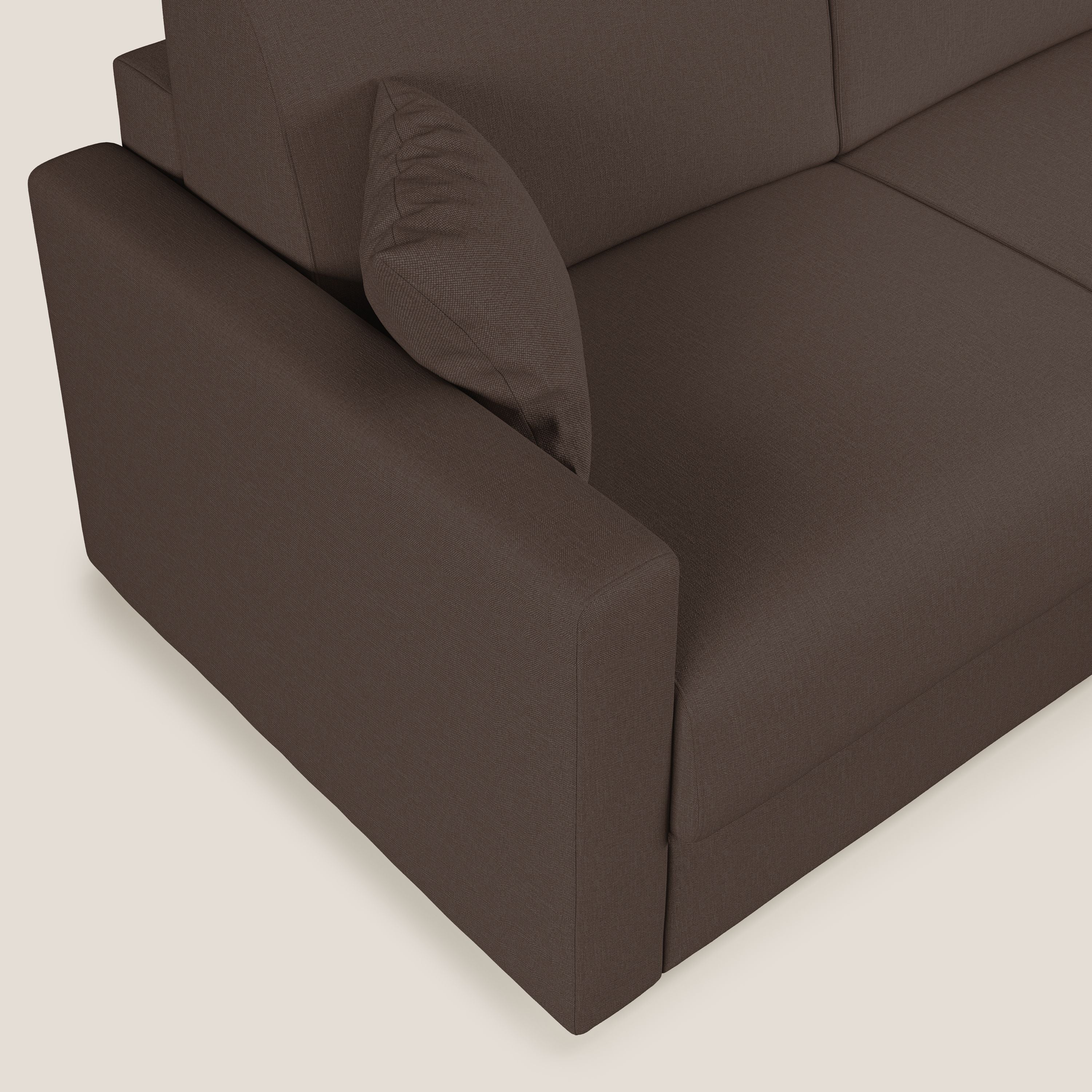 Chris Divano letto angolare 5 posti in tessuto impermeabile T13 marrone - divani.store