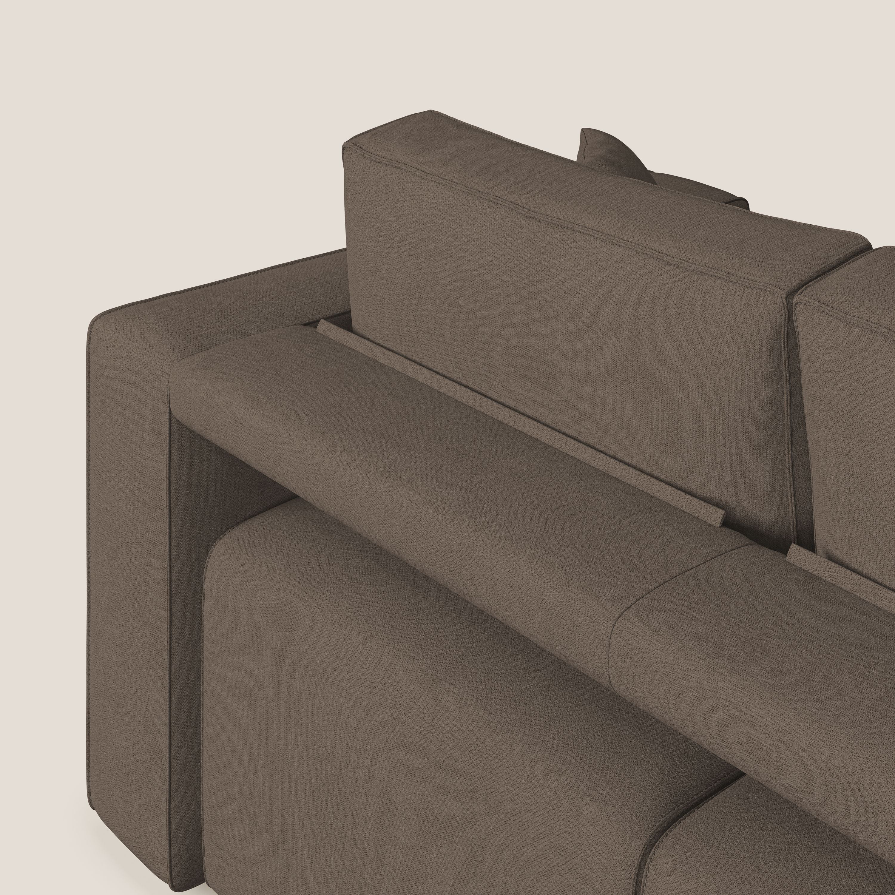 Morfeo divano con 3 sedute estraibili in morbido tessuto impermeabile T02 marrone - divani.store