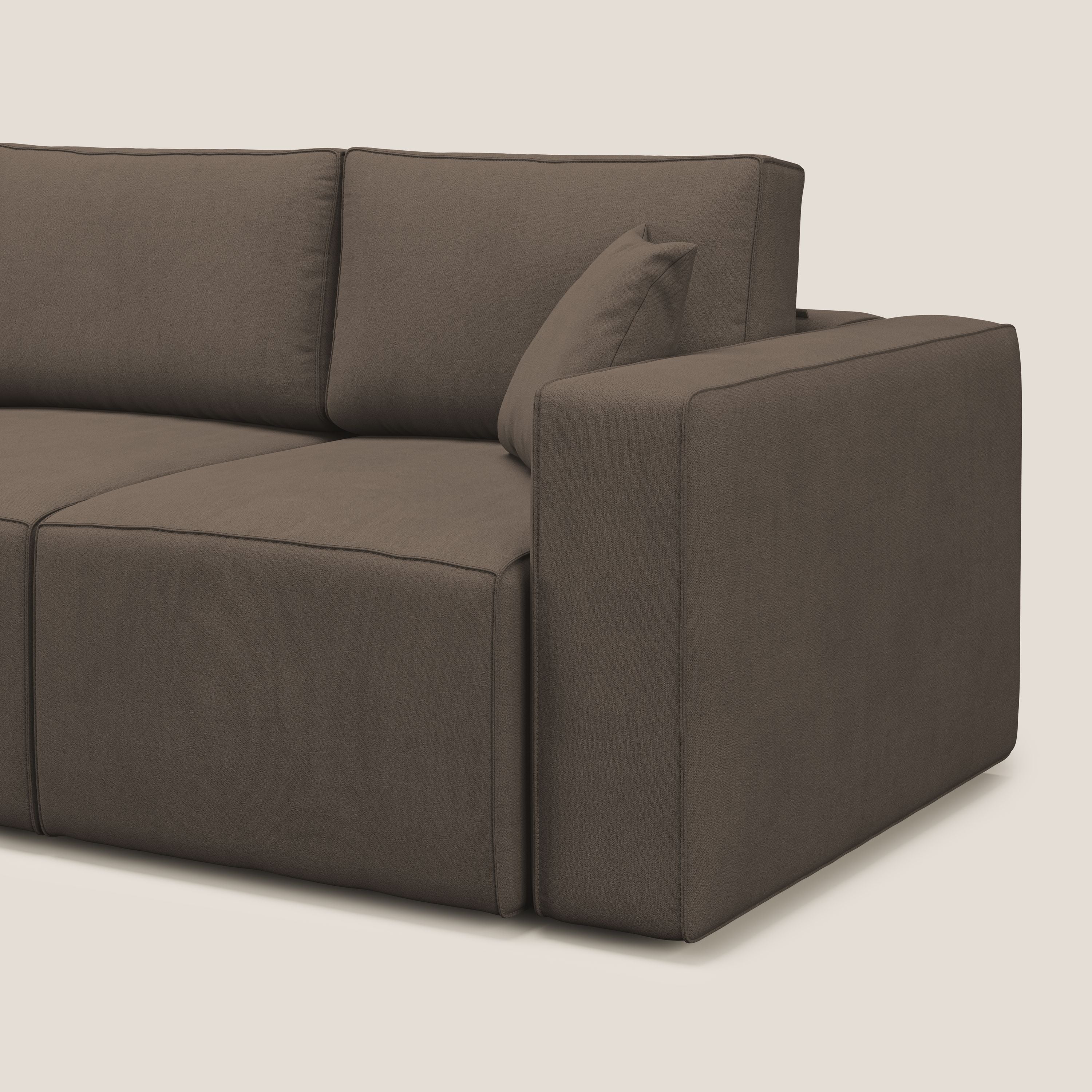 Morfeo divano con 3 sedute estraibili in morbido tessuto impermeabile T02 marrone - divani.store