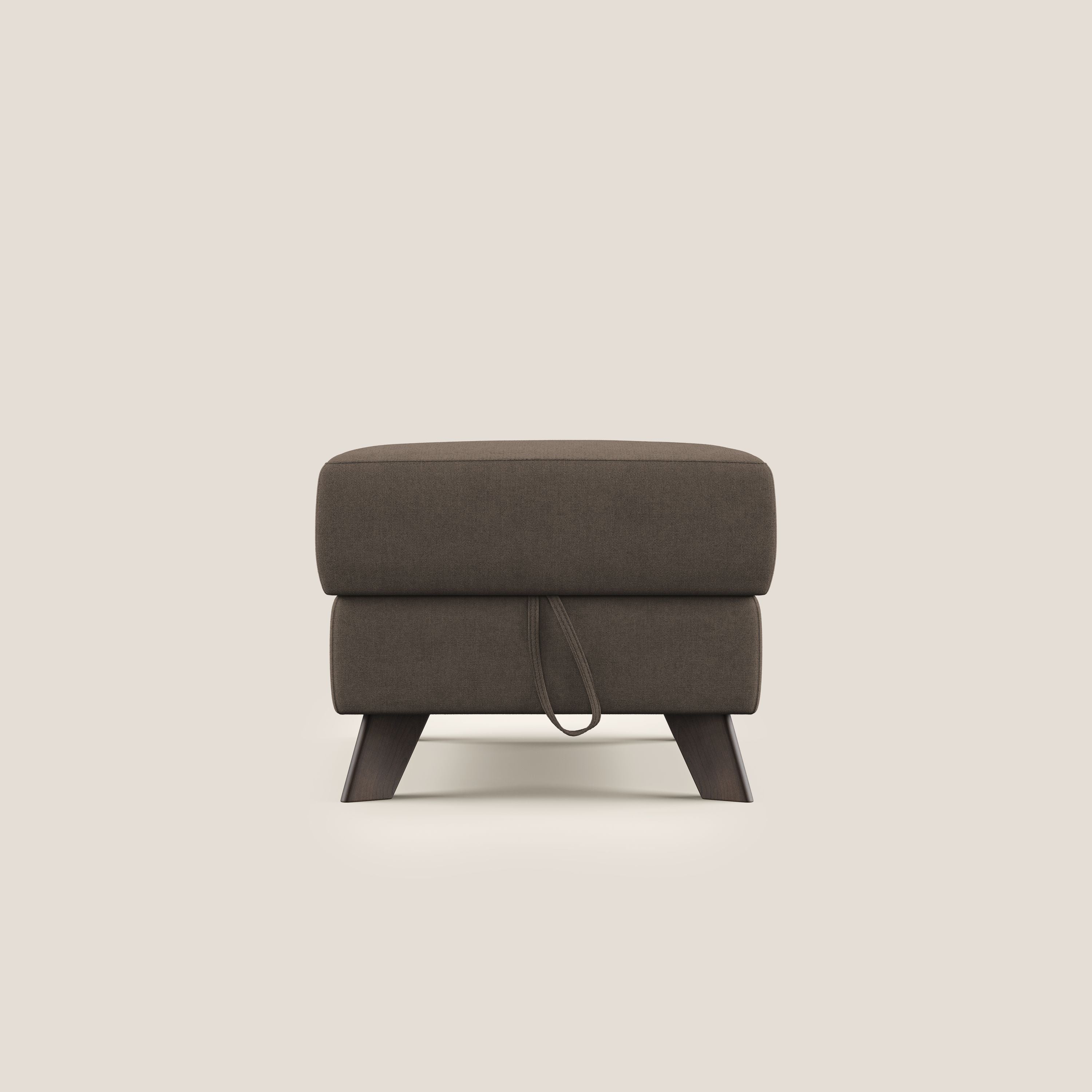 Moon Pouf contenitore e piedini alti in tessuto morbido impermeabile T02 marrone - divani.store