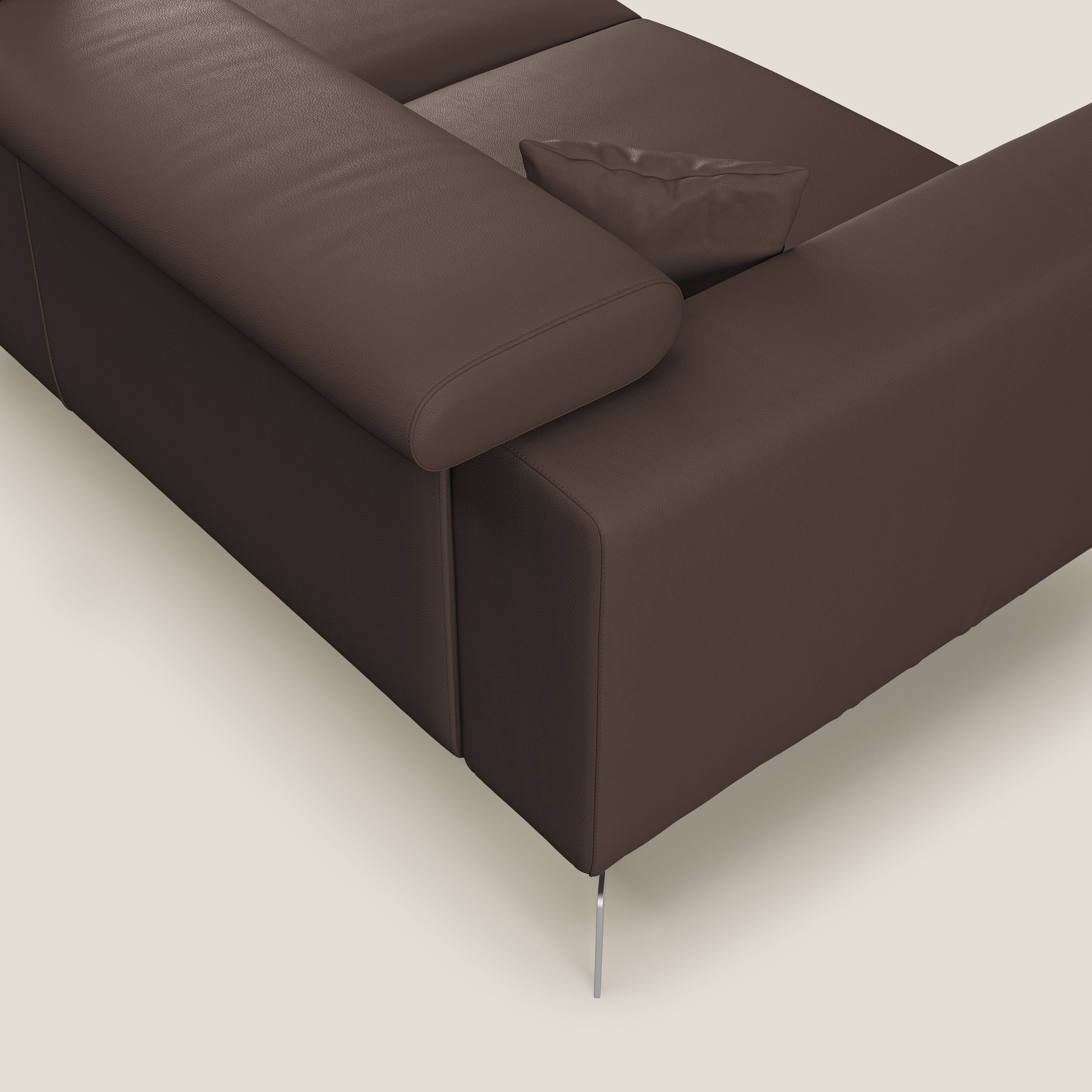 Blade Divano moderno angolare con poggiatesta reclinabili in Ecopelle T04 marrone - divani.store