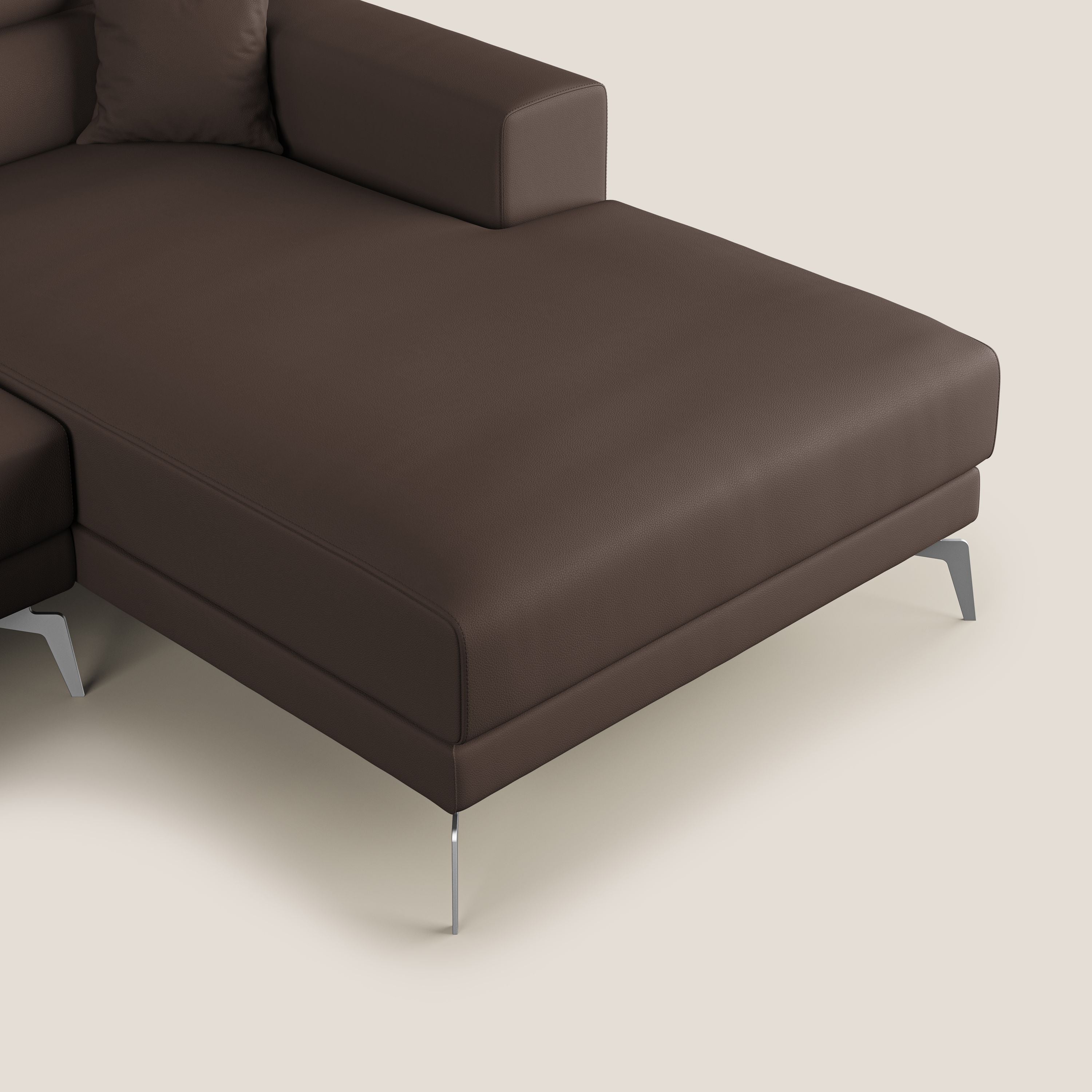 Blade Divano moderno angolare con poggiatesta reclinabili in Ecopelle T04 marrone - divani.store