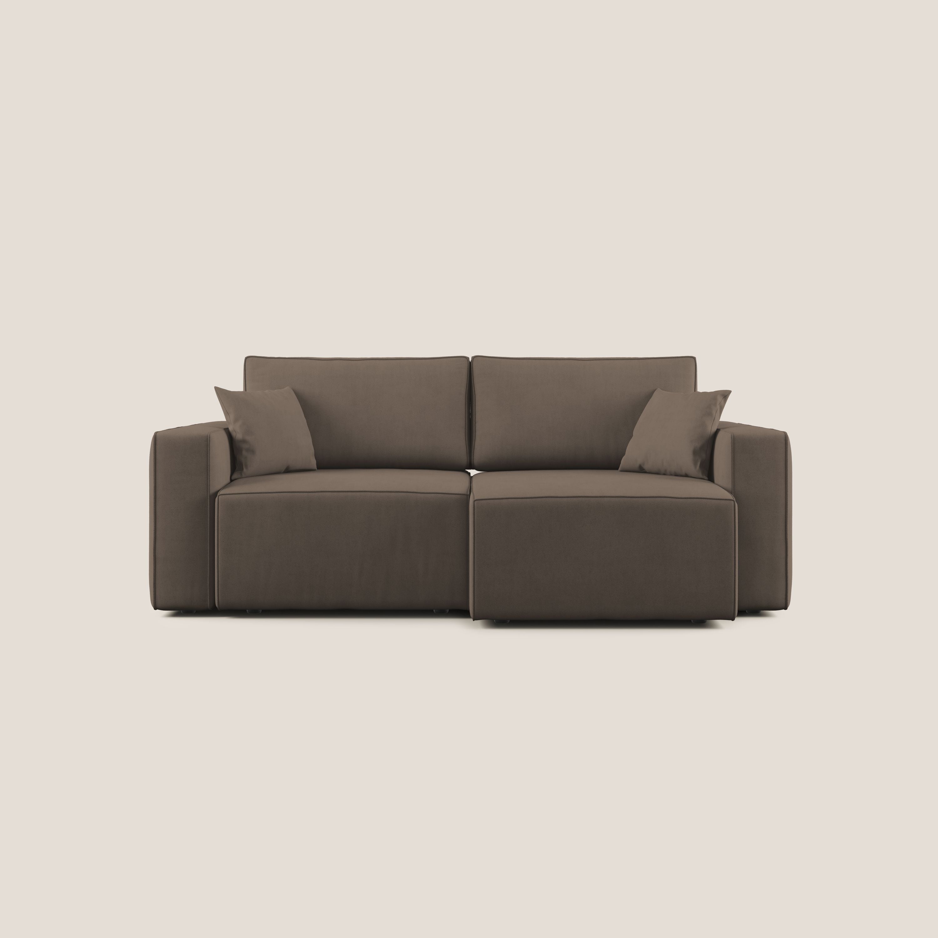 Morfeo divano con sedute estraibili in morbido tessuto impermeabile T02 marrone - divani.store
