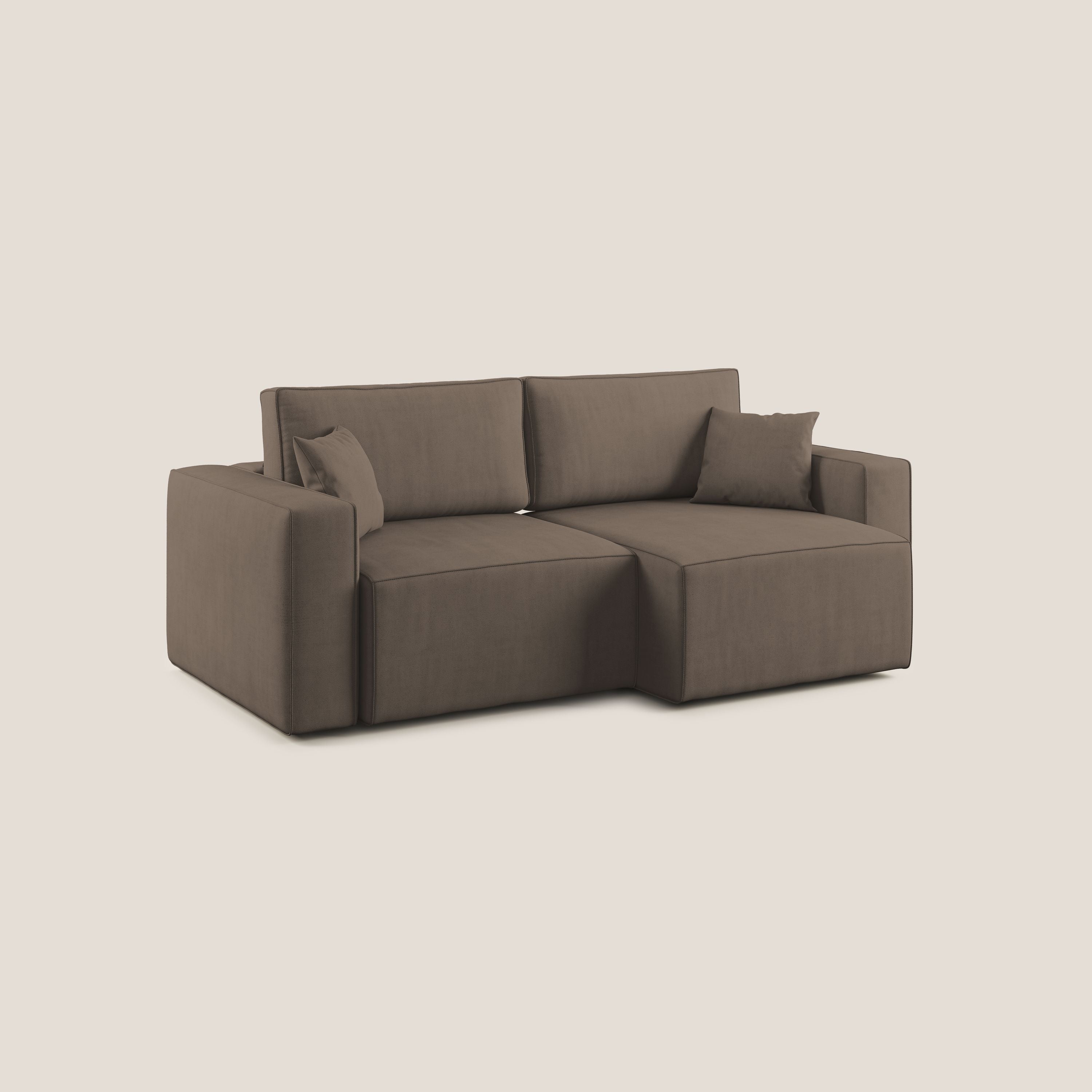 Morfeo divano con sedute estraibili in morbido tessuto impermeabile T02 marrone - divani.store