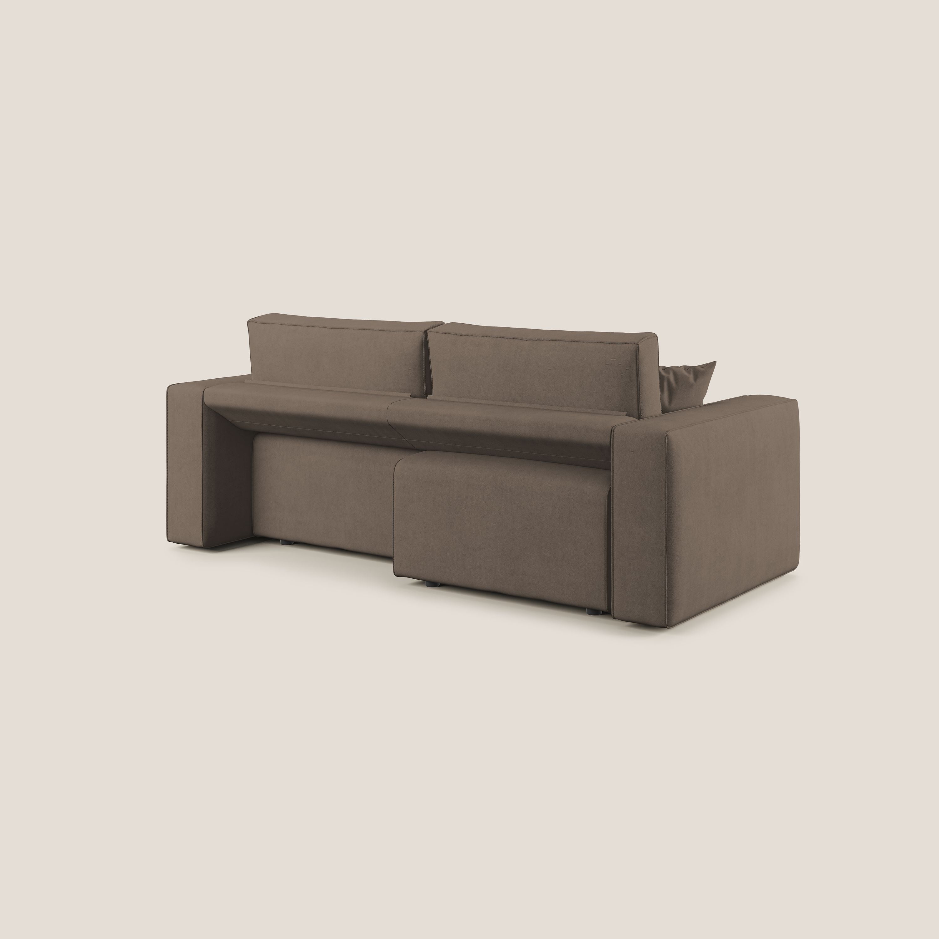 Morfeo divano con sedute estraibili in morbido tessuto impermeabile T02 marrone - divani.store