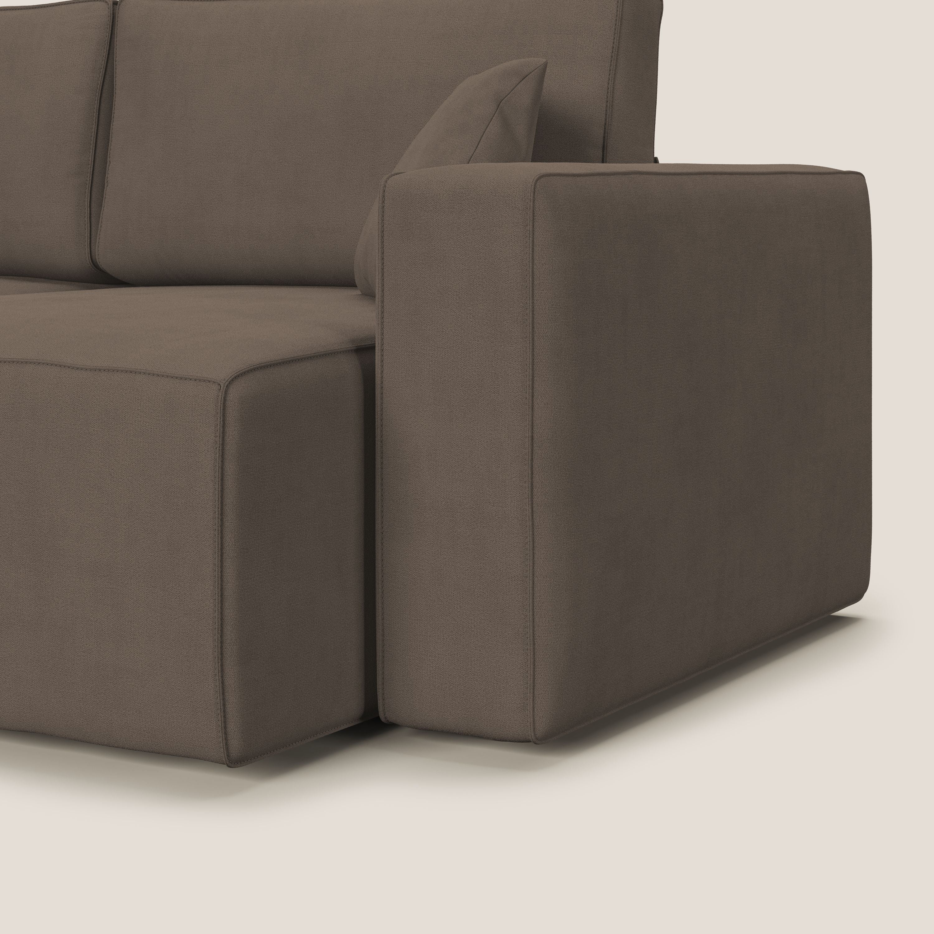 Morfeo divano con sedute estraibili in morbido tessuto impermeabile T02 marrone - divani.store