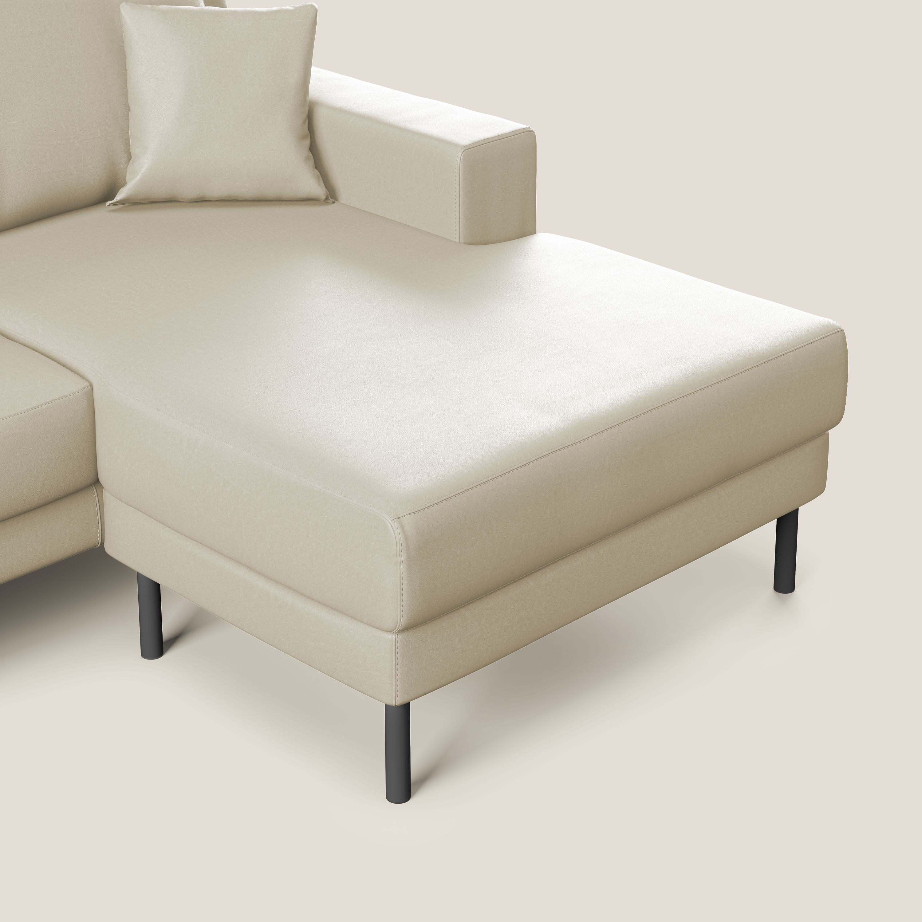 Uranio divano angolare moderno REVERSIBILE in Ecopelle impermeabile T04 panna - divani.store