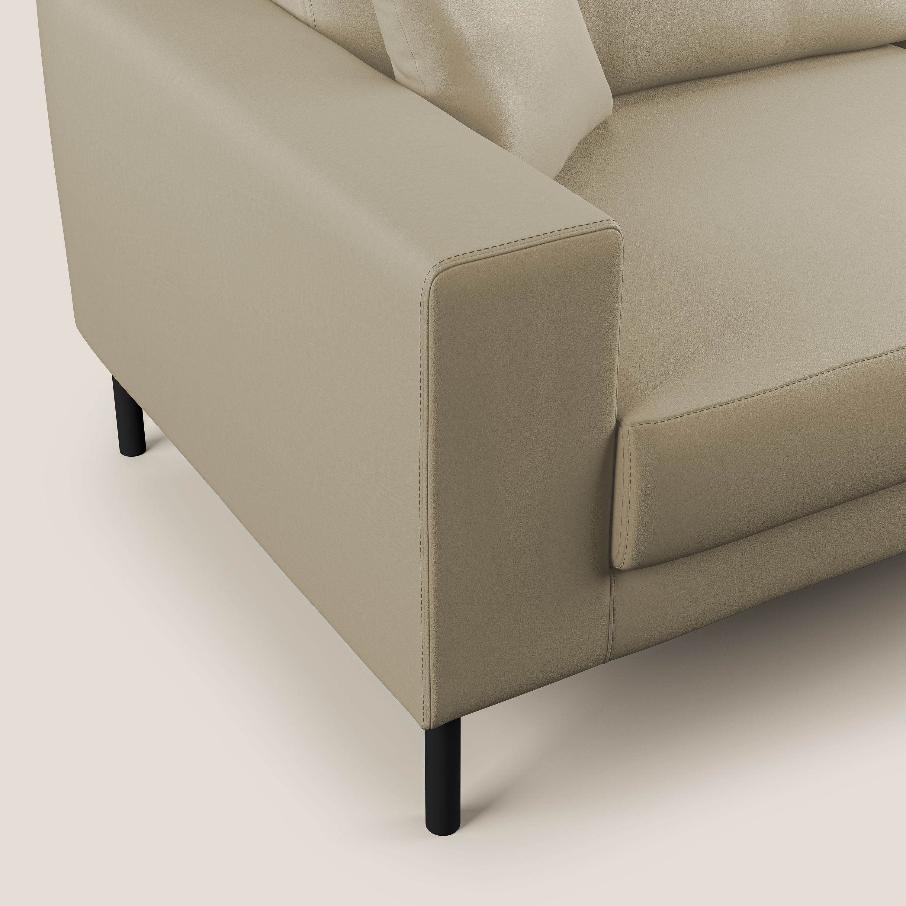 Uranio divano moderno lineare in Ecopelle impermeabile T04 panna - divani.store