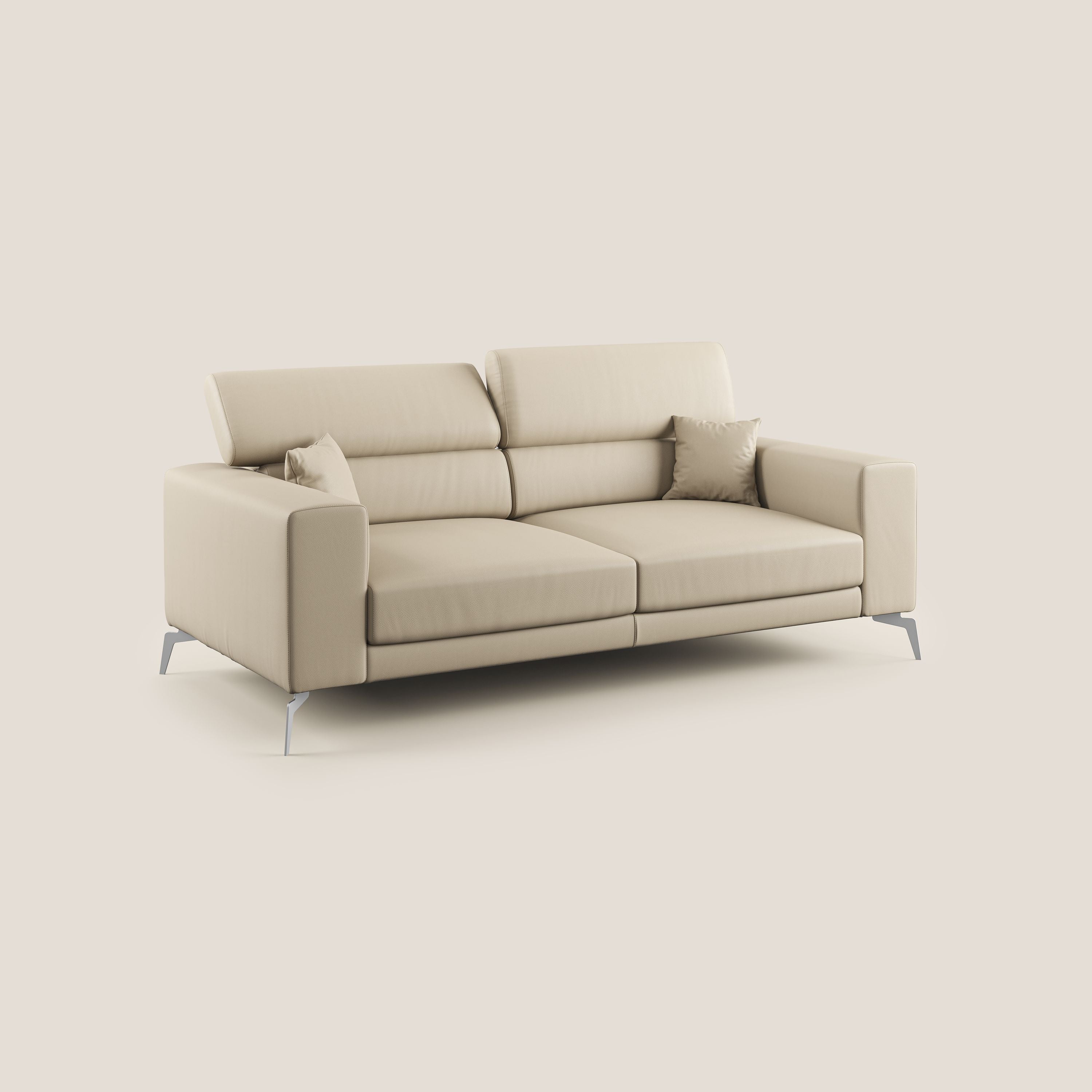 Blade Divano moderno con poggiatesta reclinabili in Ecopelle T04 panna - divani.store