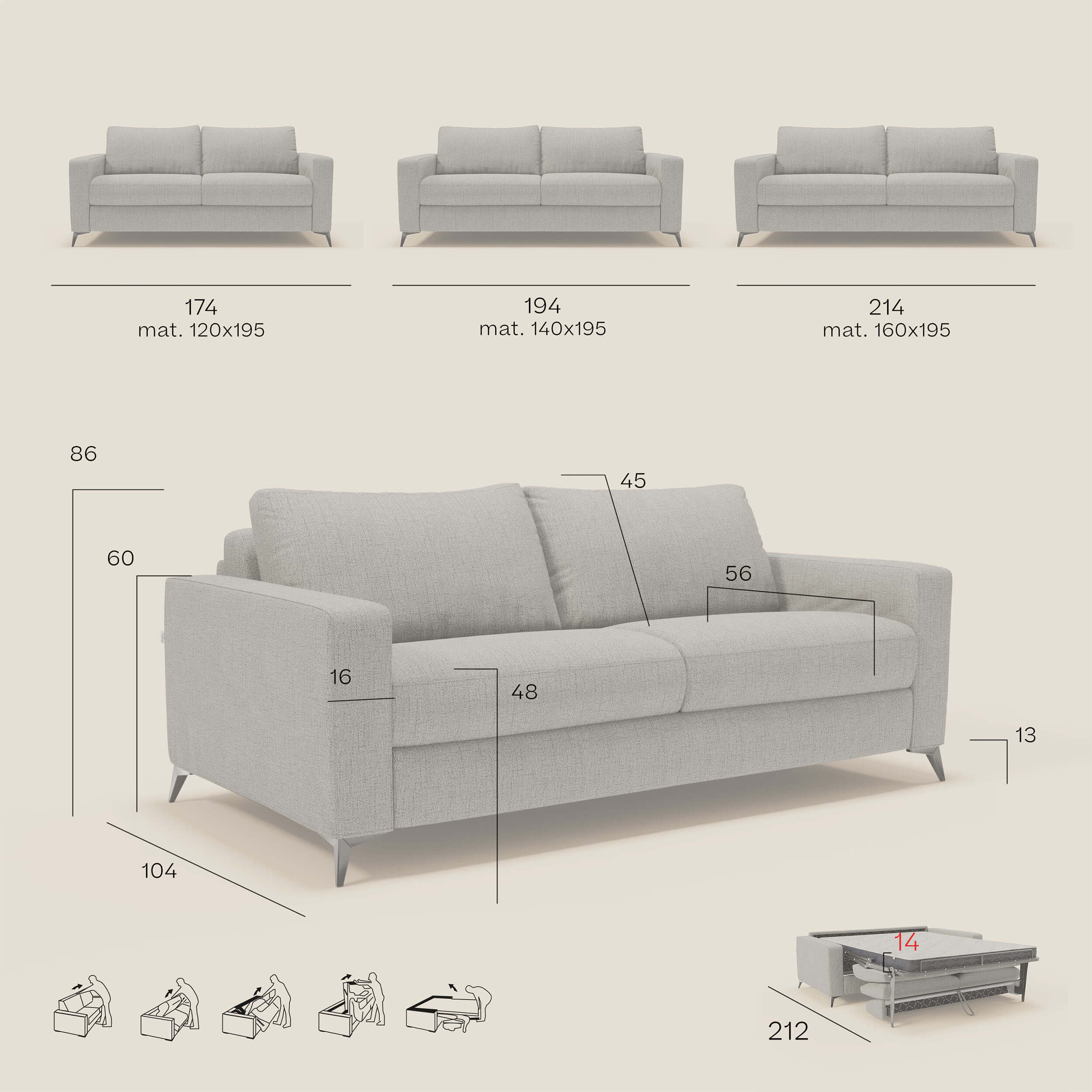 Alaya canapé convertible avec coussins de dossier douillet en tissu imperméable T03 bleu ciel