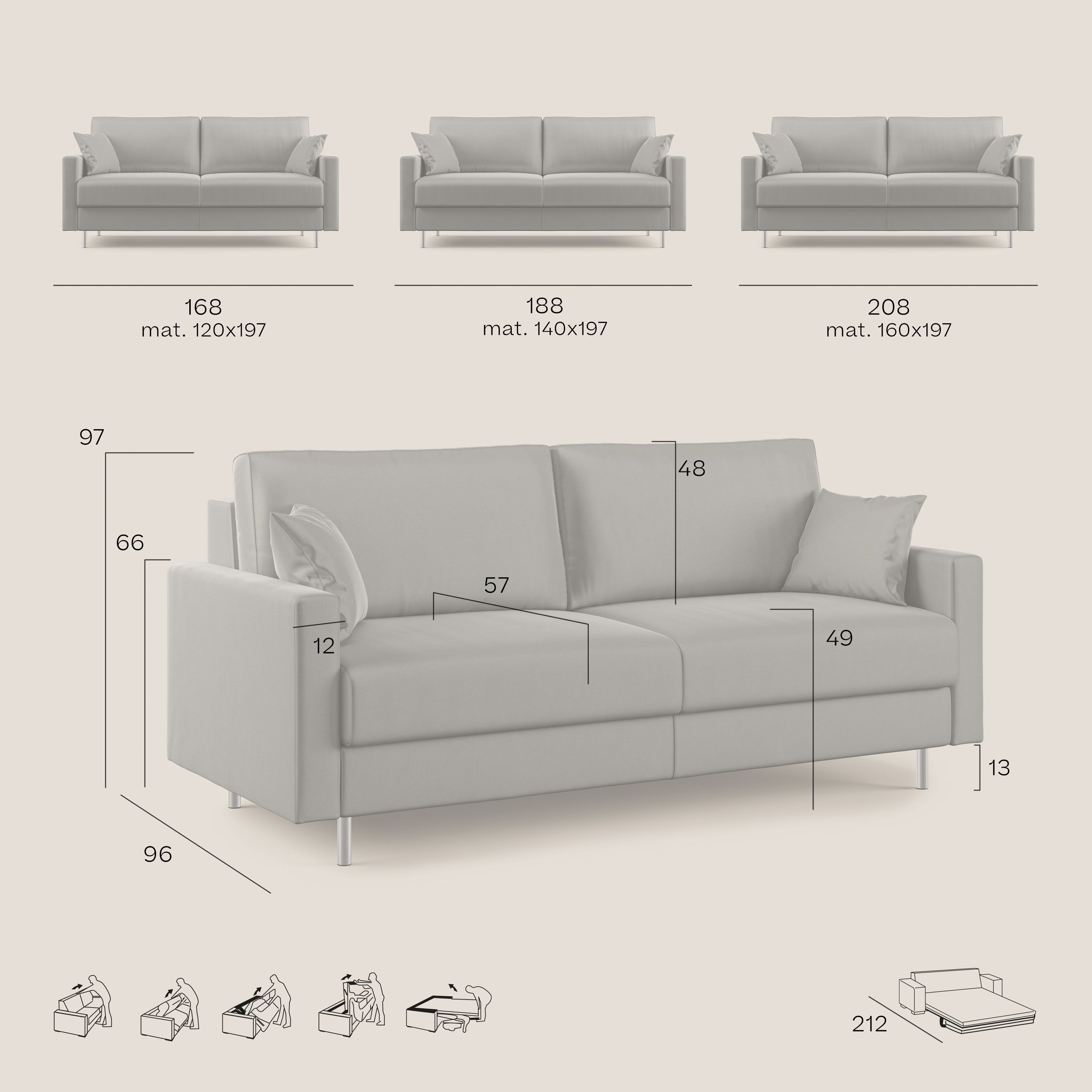 Andromeda divano letto matrimoniale in velluto morbido impermeabile T01 oro - divani.store