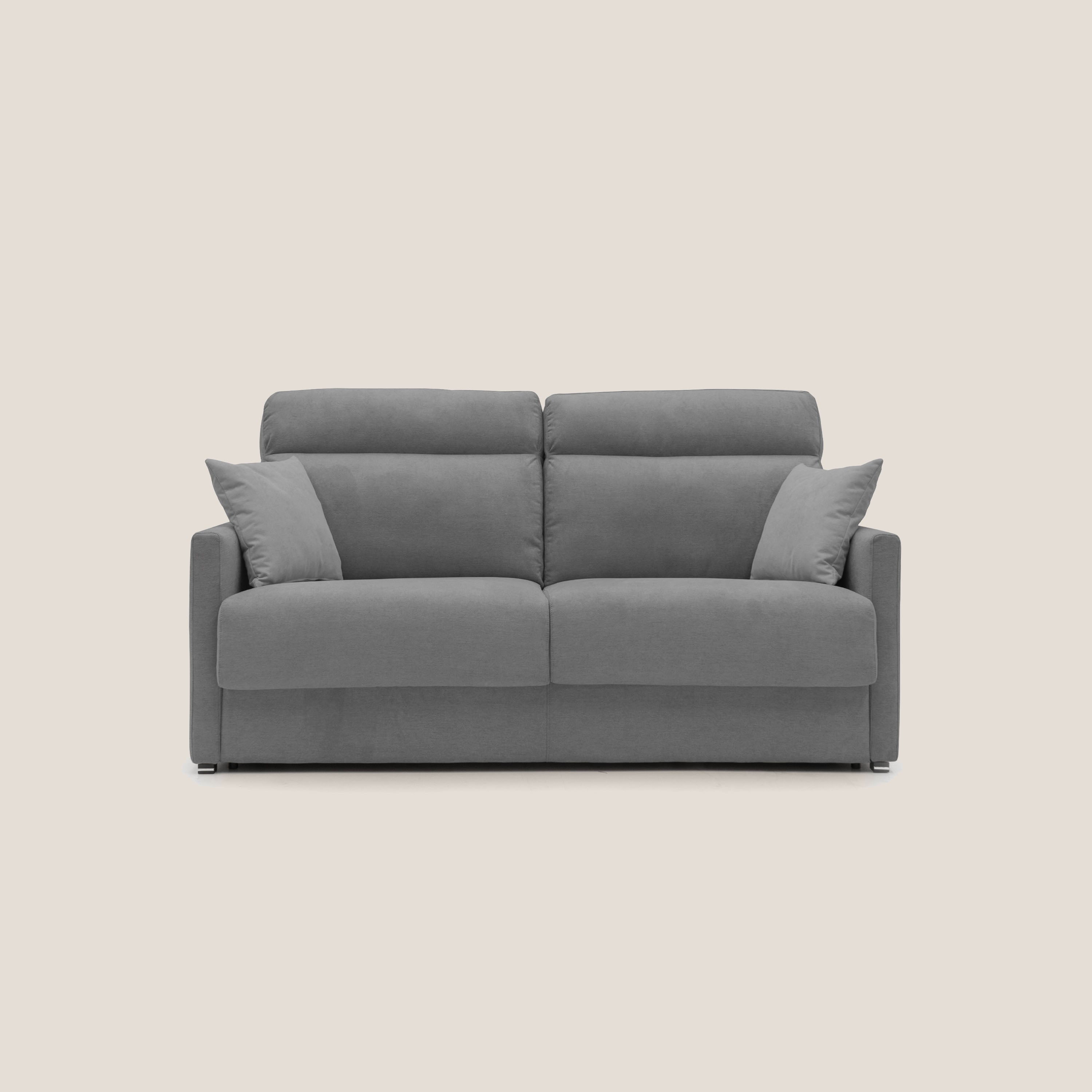 Margot Divano letto matrimoniale con schienale morbido alto in tessuto T02 grigio - divani.store