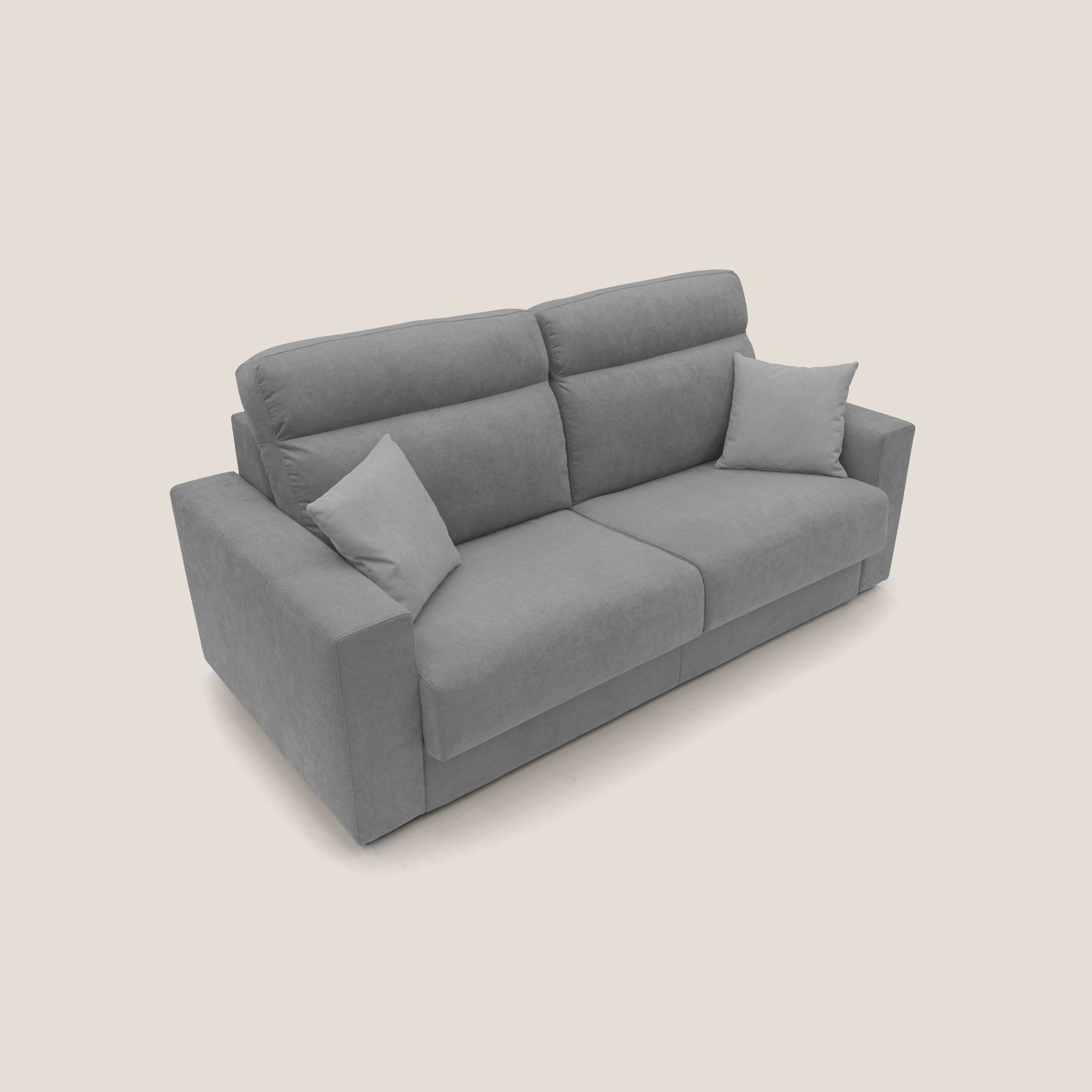 Nikita Divano letto matrimoniale con schienale morbido alto e rivestimento T02 grigio - divani.store