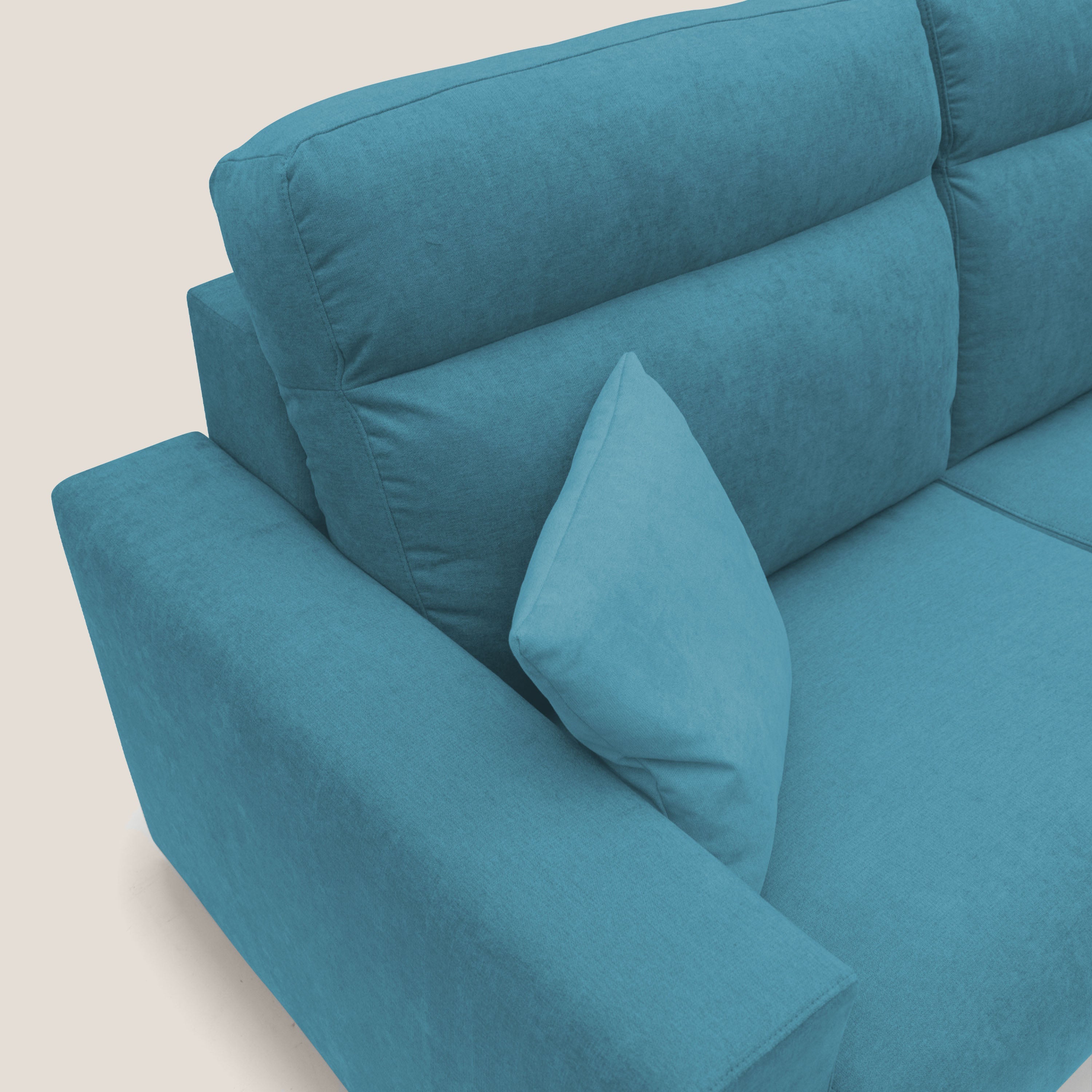 Nikita Divano letto matrimoniale con schienale morbido alto e rivestimento T02 azzurro - divani.store