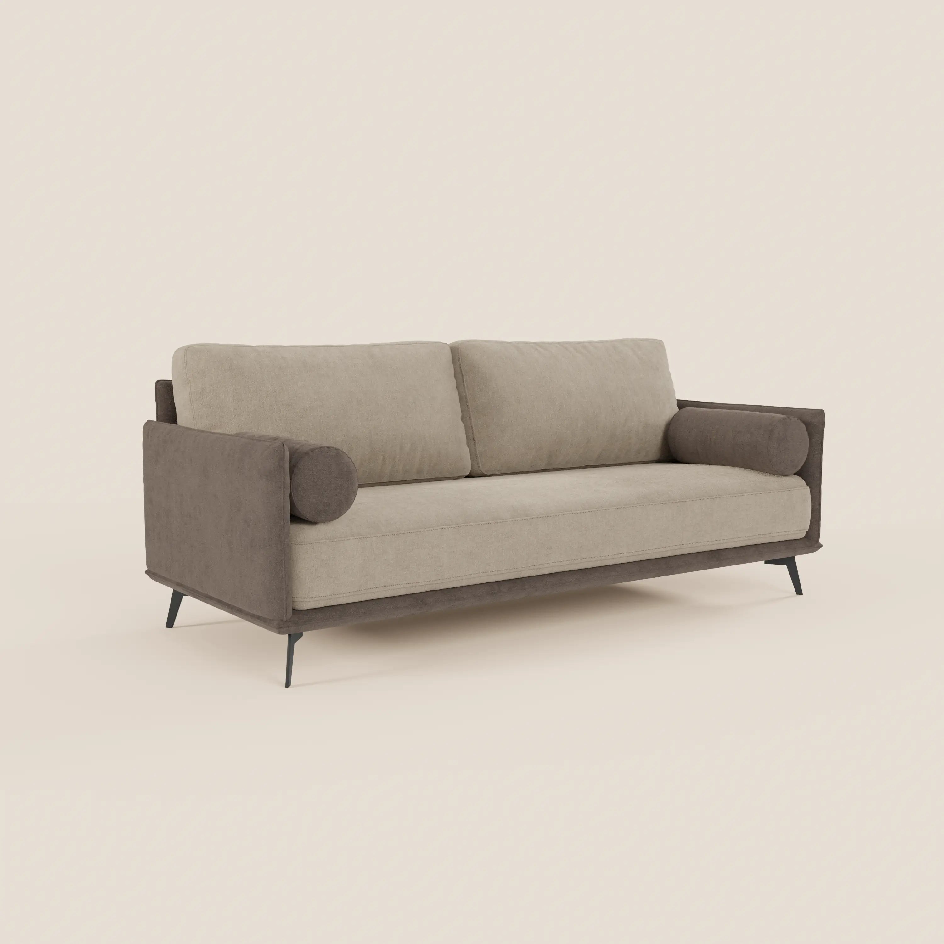 Basalto Divano lineare 2 o 3 posti Bicolore con seduta unica e base in metallo in tessuto smacchiabile T31 - divani.store
