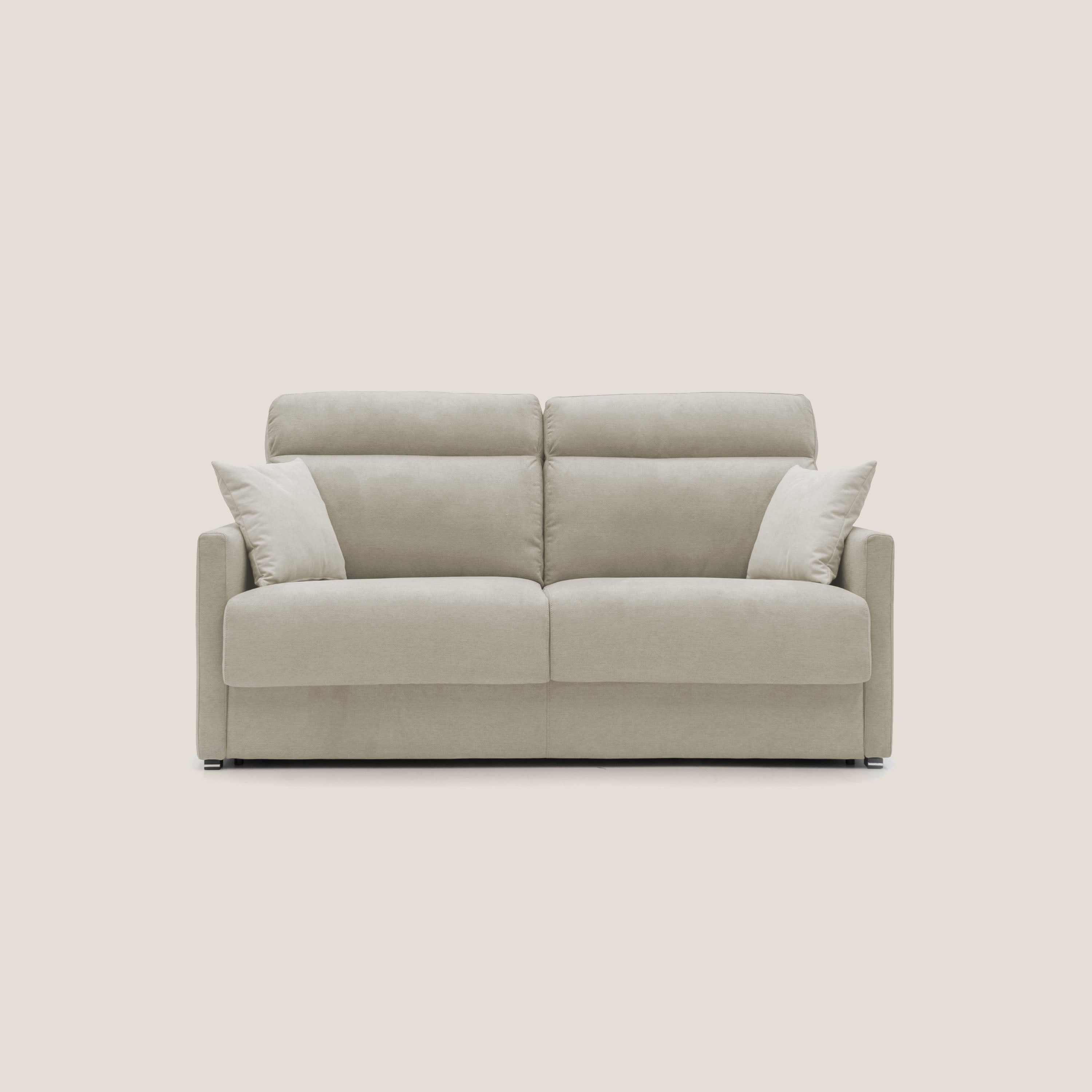 Margot Divano letto matrimoniale con schienale morbido alto in tessuto T02 panna - divani.store
