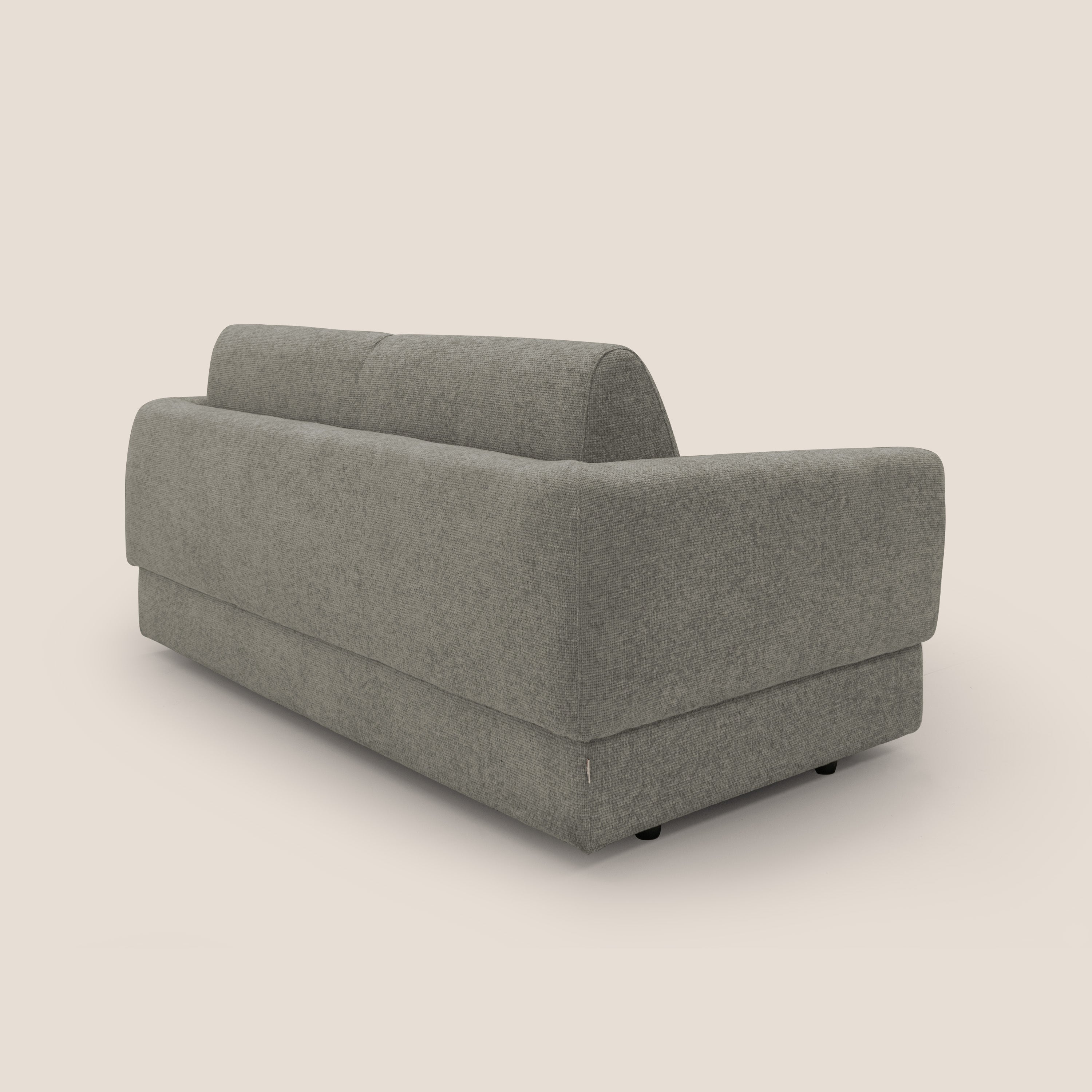 Happy Divano letto matrimoniale con materasso h18 cm in tessuto impermeabile T10 talpa - divani.store