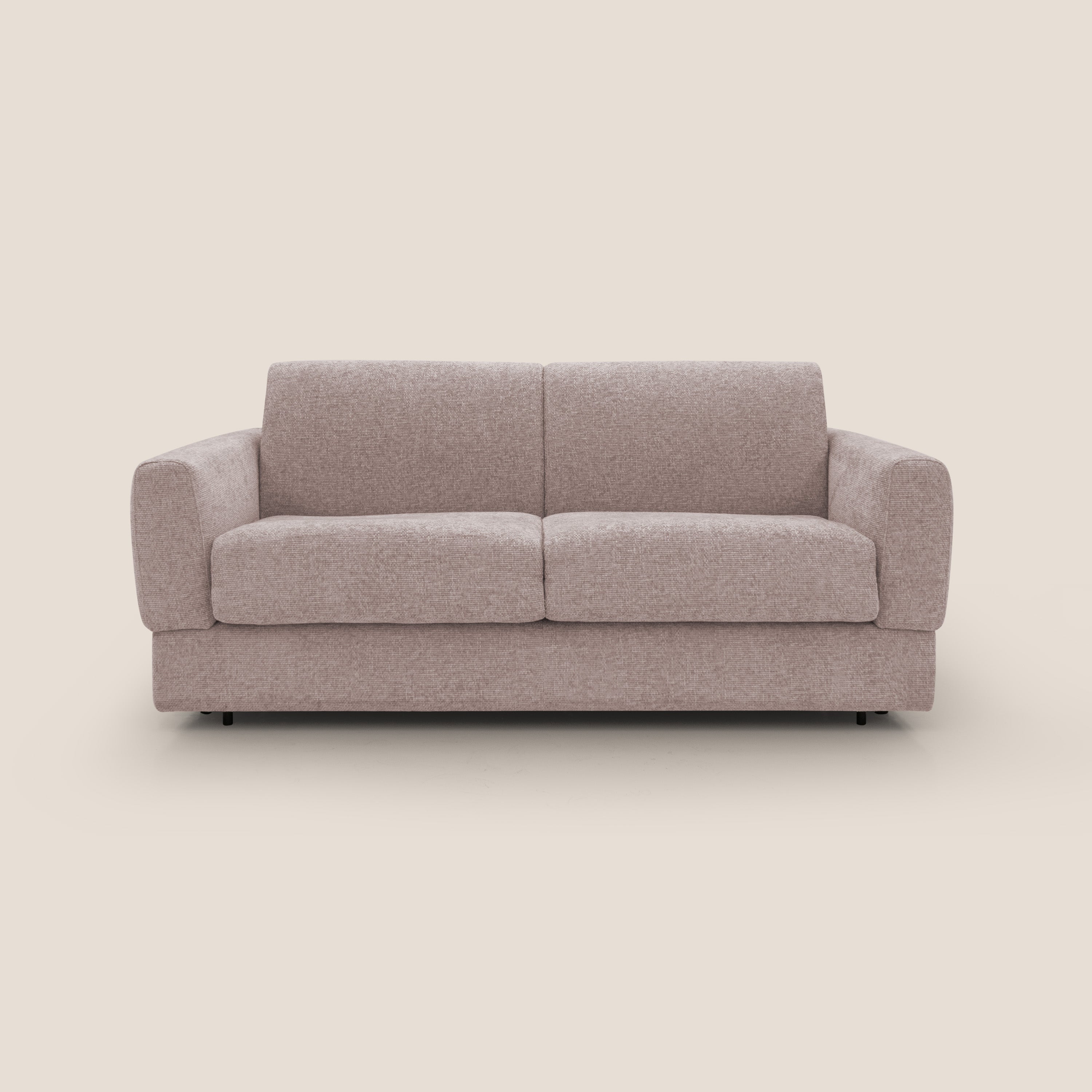 Happy Divano letto matrimoniale con materasso h18 cm in tessuto impermeabile T10 rosa - divani.store