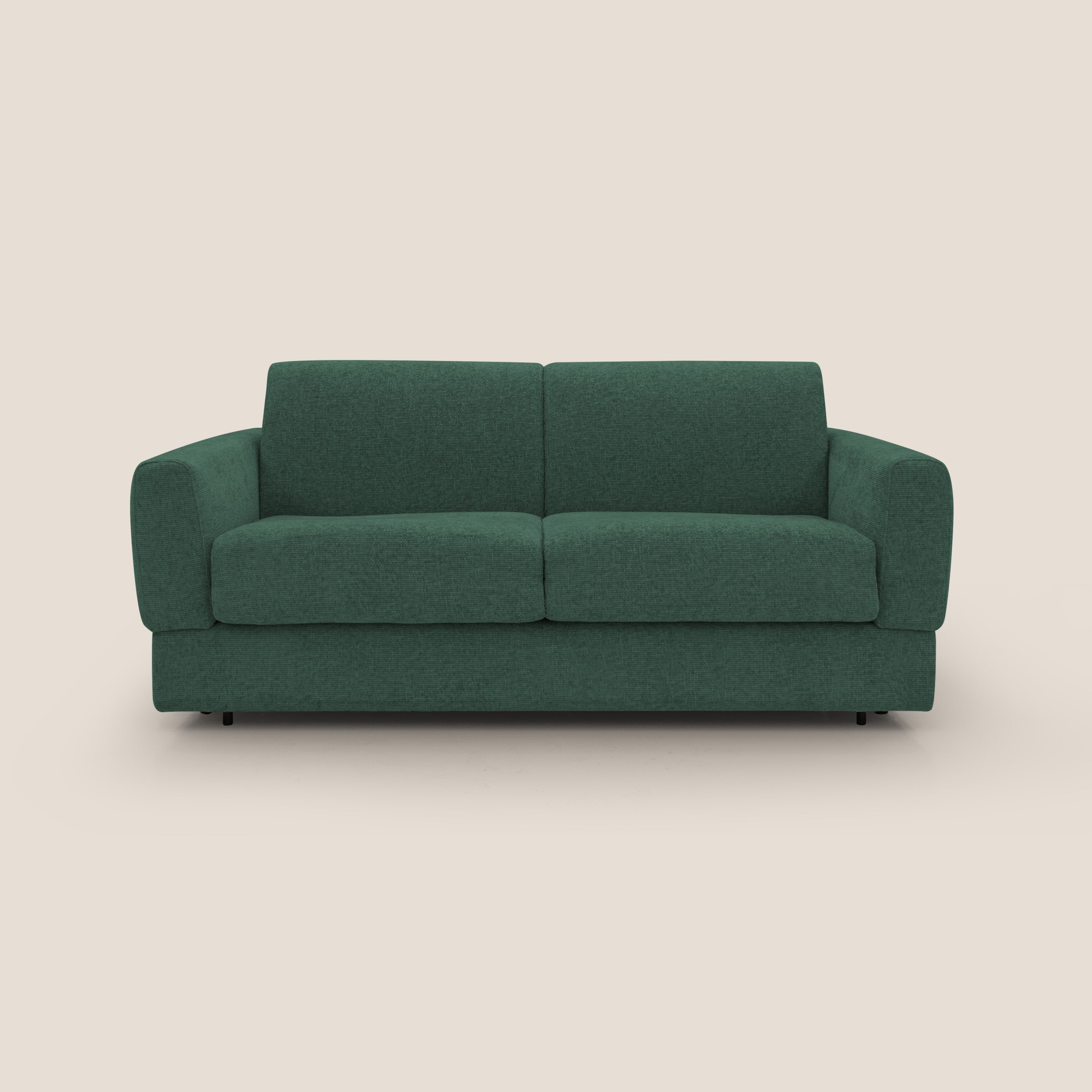 Happy Divano letto matrimoniale con materasso h18 cm in tessuto impermeabile T10 verde - divani.store