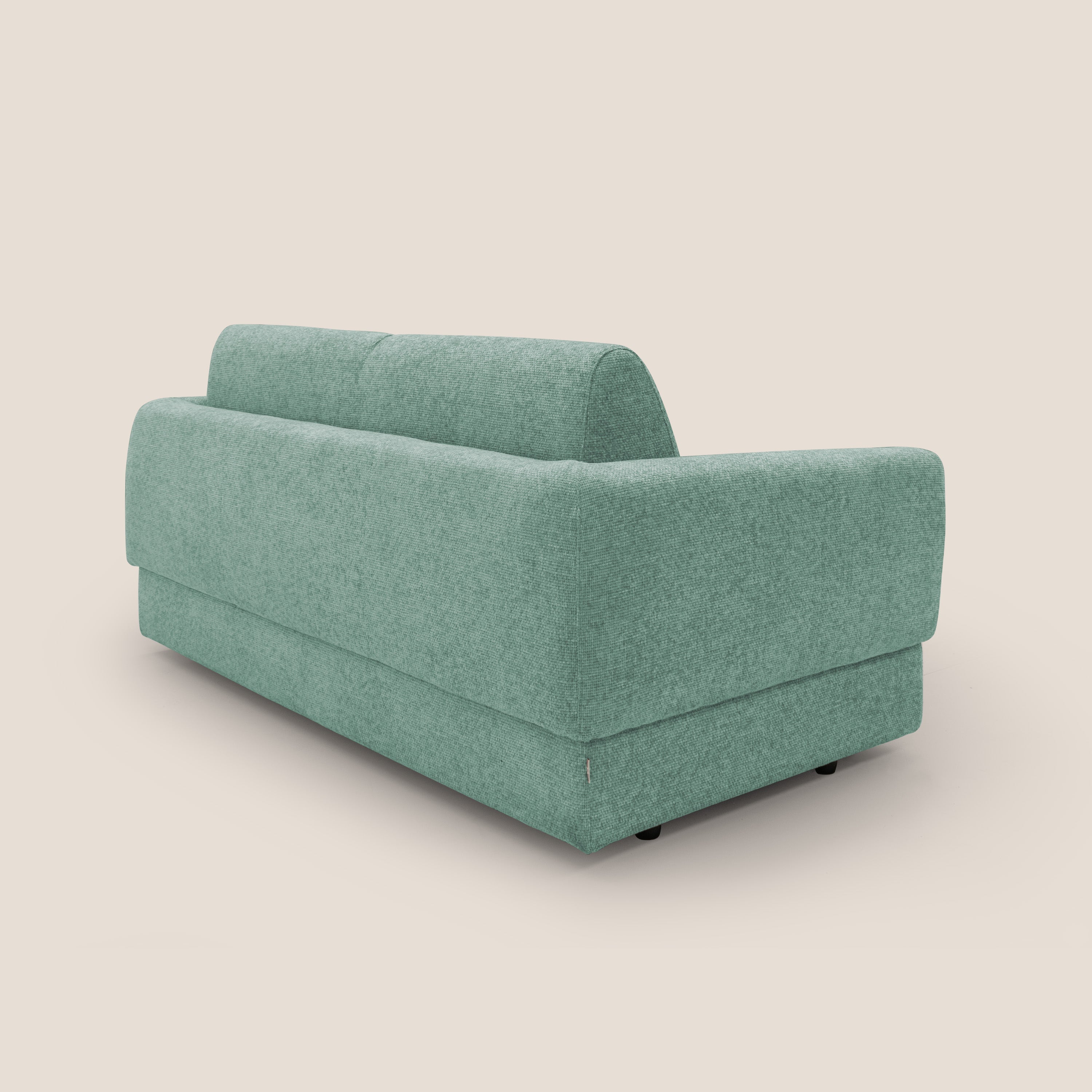 Happy Divano letto matrimoniale con materasso h18 cm in tessuto impermeabile T10 salvia - divani.store