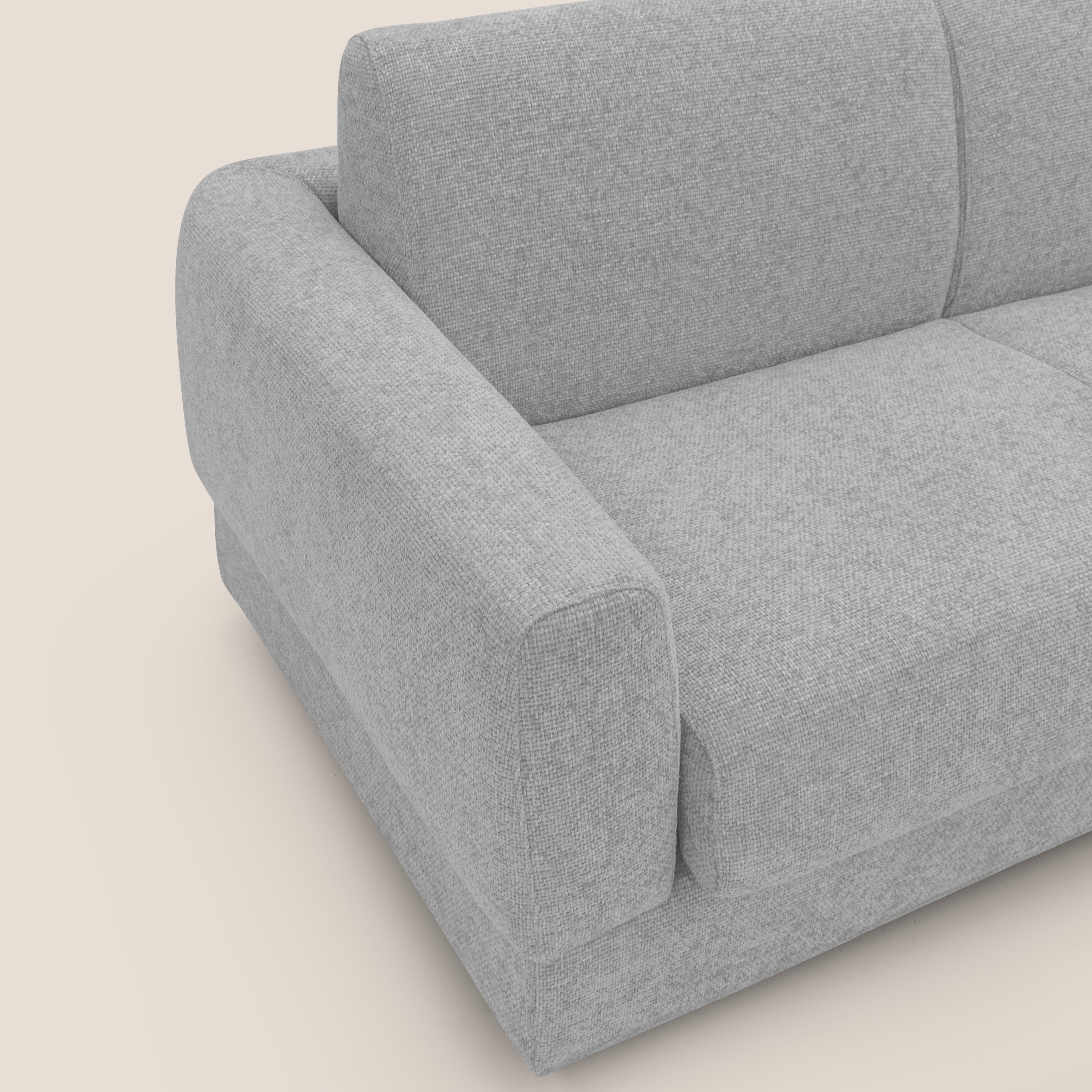 Happy Divano letto matrimoniale con materasso h18 cm in tessuto impermeabile T10 grigio chiaro - divani.store