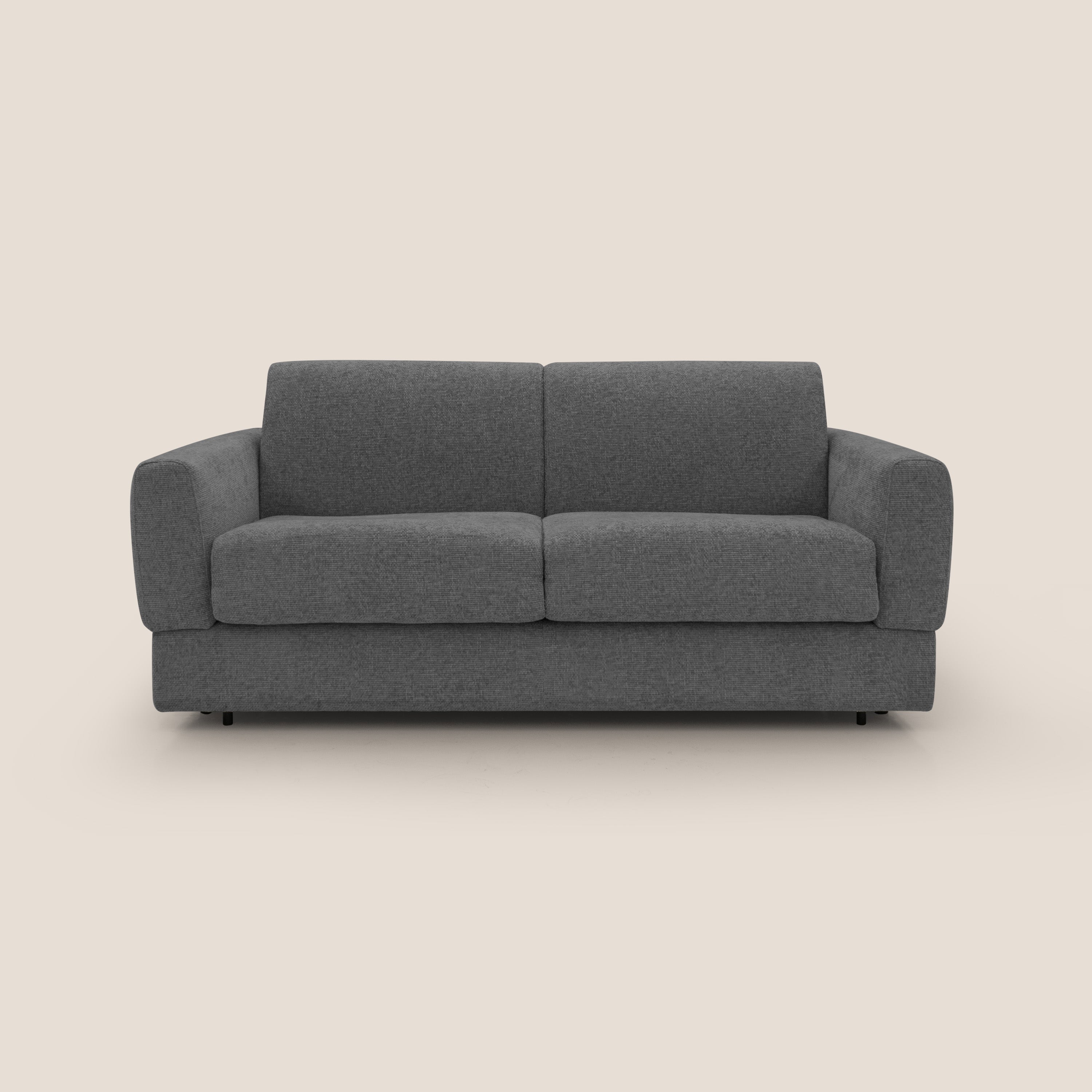 Happy Divano letto matrimoniale con materasso h18 cm in tessuto impermeabile T10 antracite - divani.store